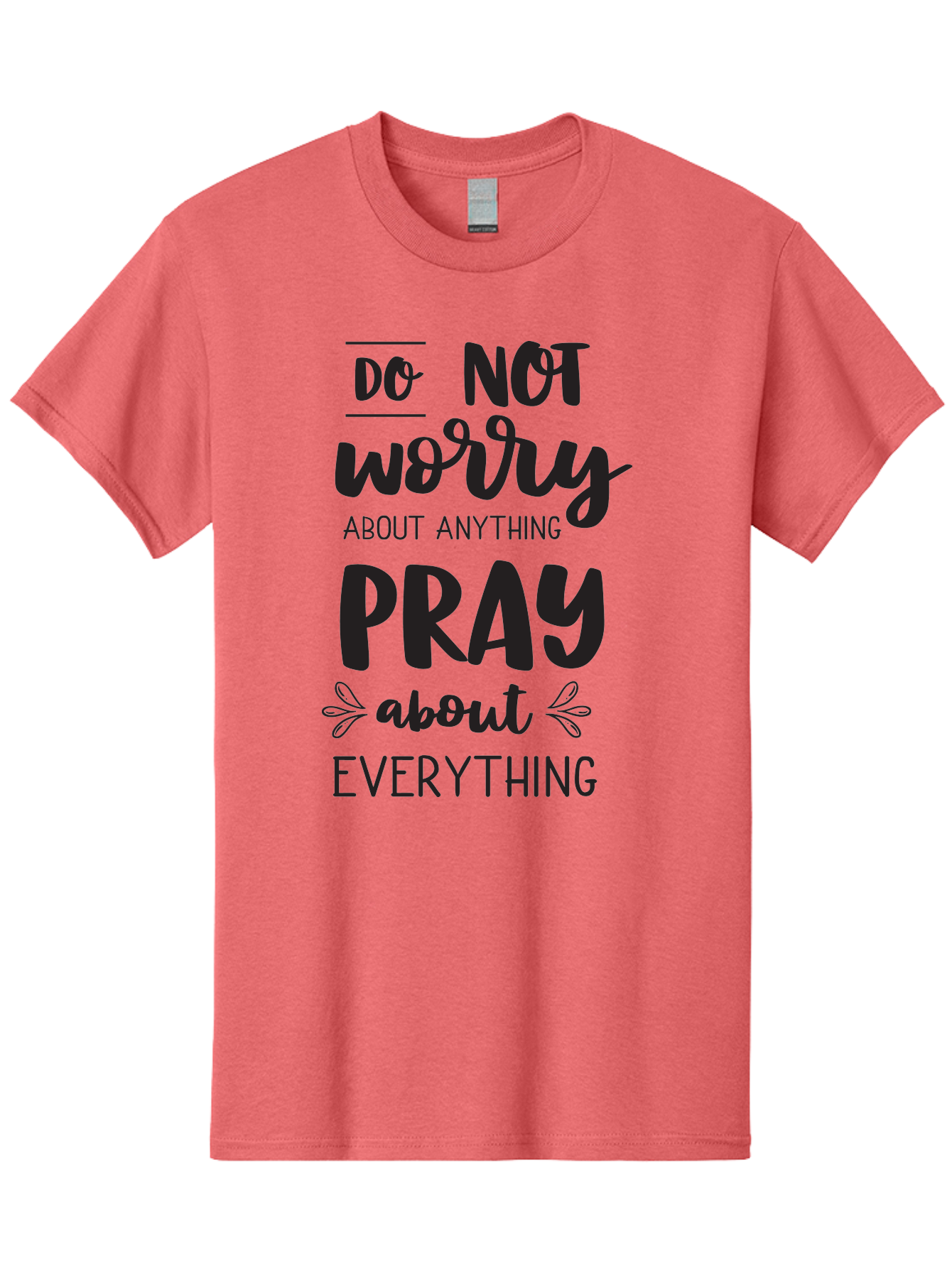 Do-Not-Worry-About-Anything-Pray-About-Everything Men'S Graphic Tee, 100% Cotton, Comfortable Casual Summer Wear, Machine Washable, Inspirational Quote, Motivational Phrase, Do Not Worry, Pray About Everything, Faith-Based Message, Aac650