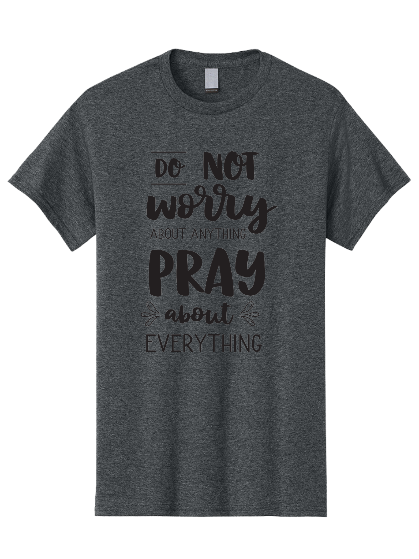 Do-Not-Worry-About-Anything-Pray-About-Everything Men'S Graphic Tee, 100% Cotton, Comfortable Casual Summer Wear, Machine Washable, Inspirational Quote, Motivational Phrase, Do Not Worry, Pray About Everything, Faith-Based Message, Aac650