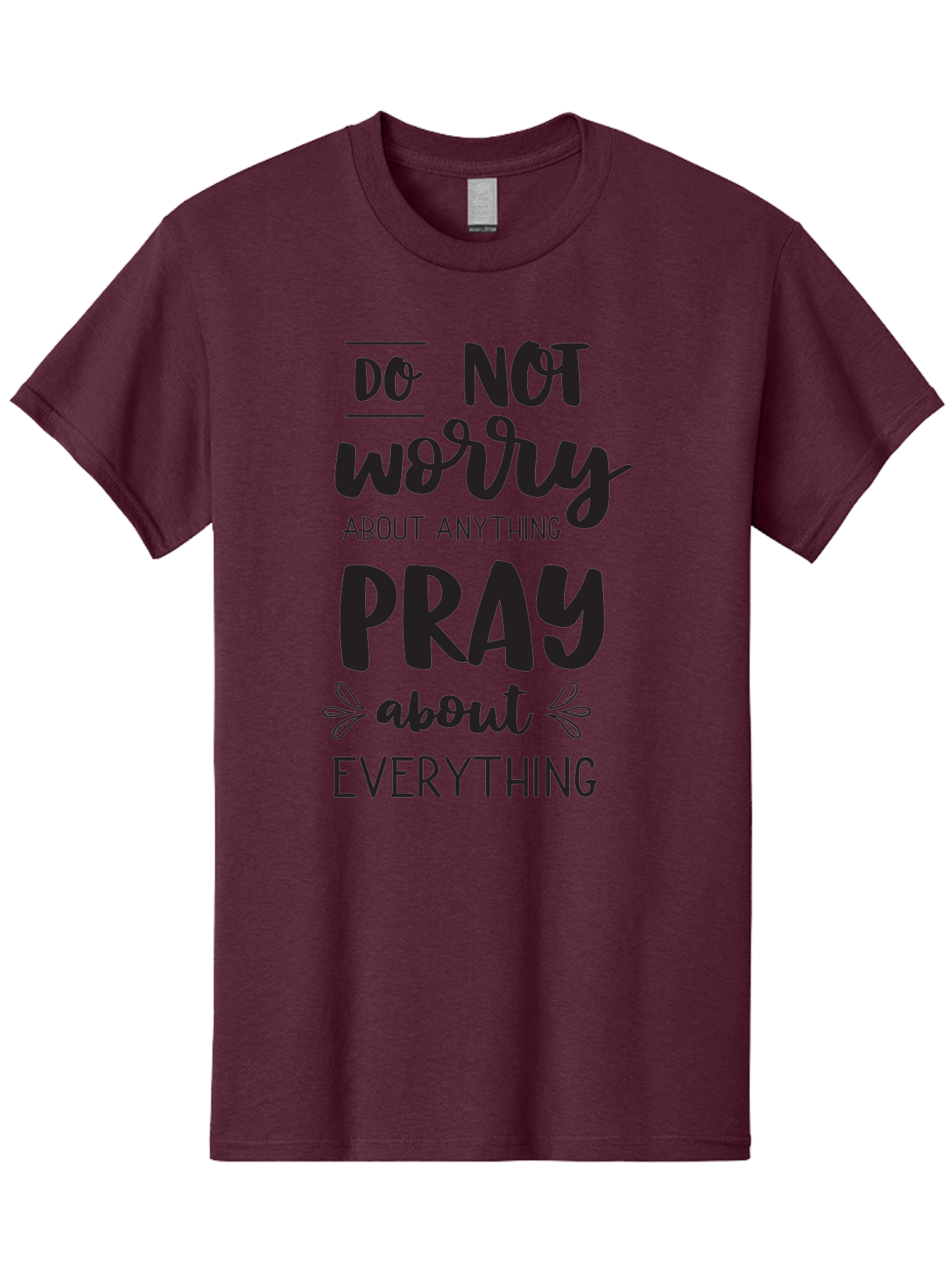 Do-Not-Worry-About-Anything-Pray-About-Everything Men'S Graphic Tee, 100% Cotton, Comfortable Casual Summer Wear, Machine Washable, Inspirational Quote, Motivational Phrase, Do Not Worry, Pray About Everything, Faith-Based Message, Aac650
