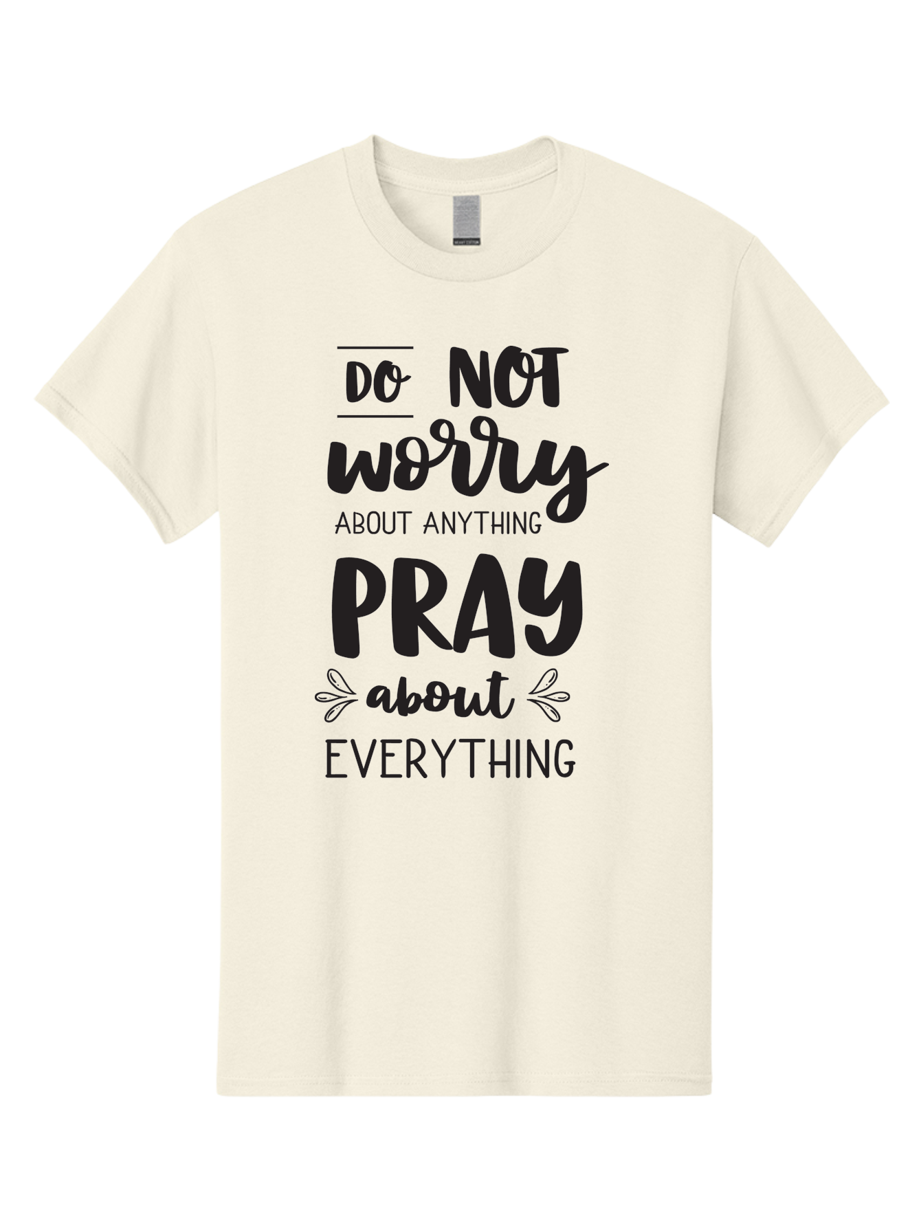 Do-Not-Worry-About-Anything-Pray-About-Everything Men'S Graphic Tee, 100% Cotton, Comfortable Casual Summer Wear, Machine Washable, Inspirational Quote, Motivational Phrase, Do Not Worry, Pray About Everything, Faith-Based Message, Aac650