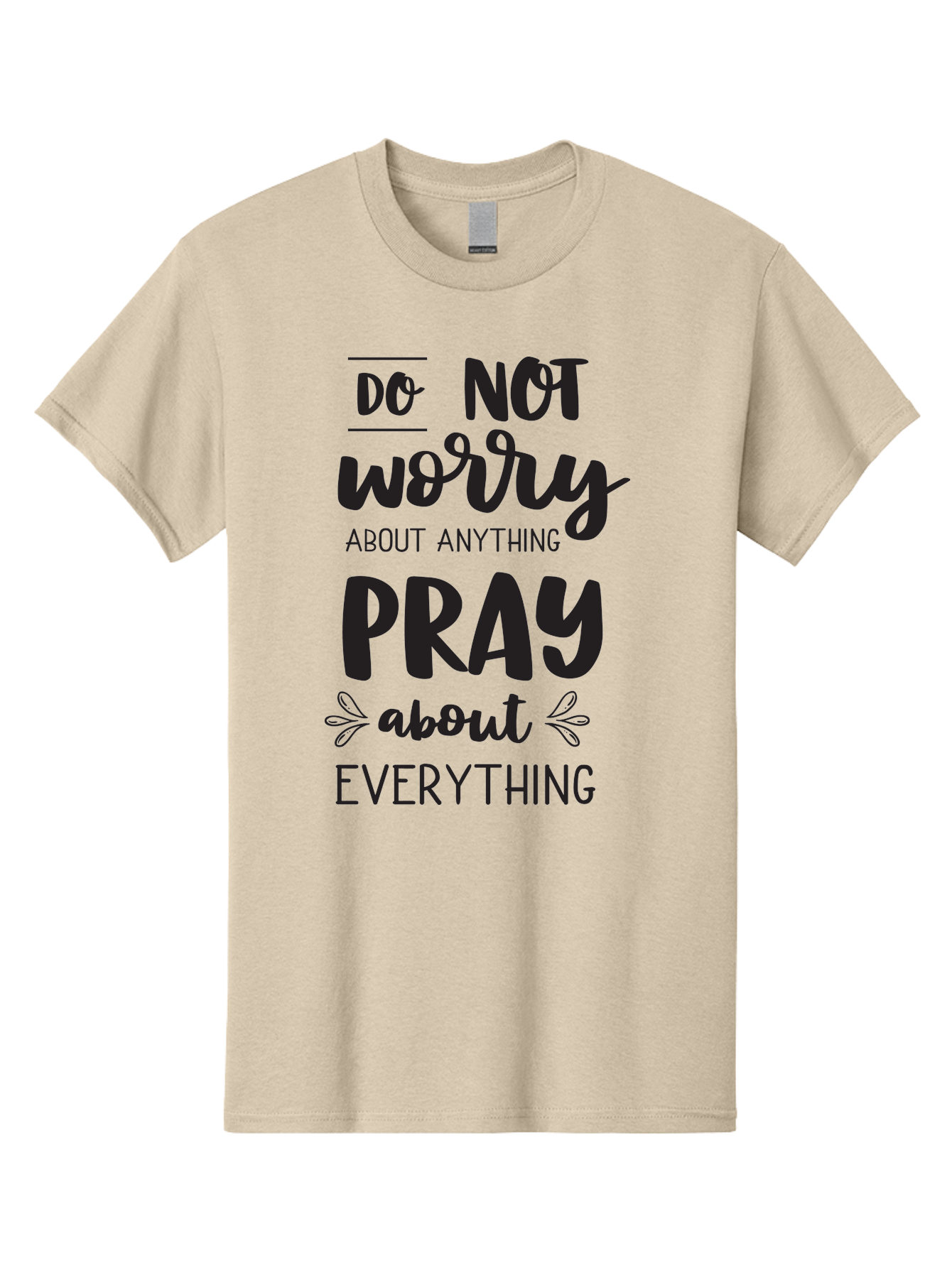 Do-Not-Worry-About-Anything-Pray-About-Everything Men'S Graphic Tee, 100% Cotton, Comfortable Casual Summer Wear, Machine Washable, Inspirational Quote, Motivational Phrase, Do Not Worry, Pray About Everything, Faith-Based Message, Aac650
