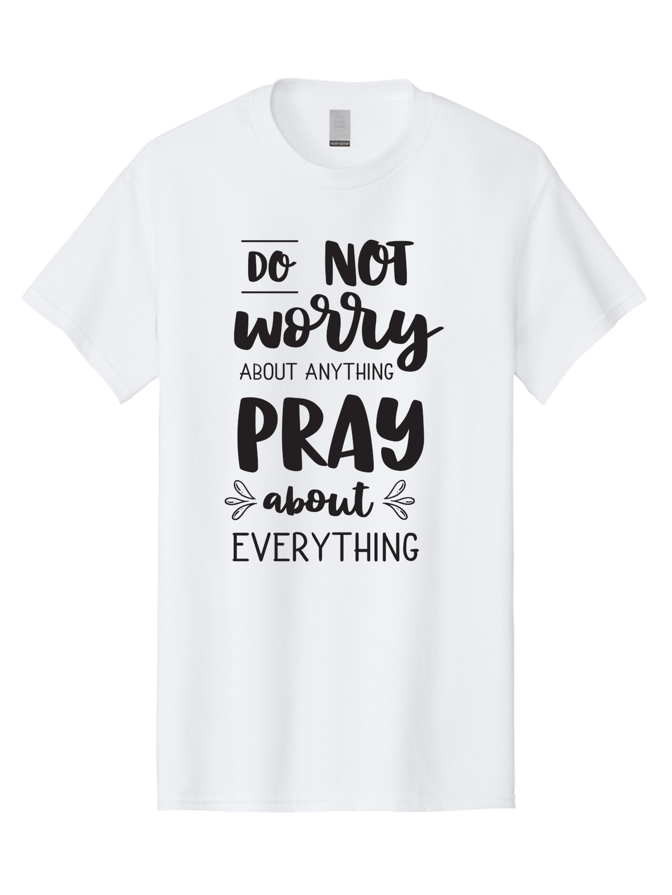 Do-Not-Worry-About-Anything-Pray-About-Everything Men'S Graphic Tee, 100% Cotton, Comfortable Casual Summer Wear, Machine Washable, Inspirational Quote, Motivational Phrase, Do Not Worry, Pray About Everything, Faith-Based Message, Aac650