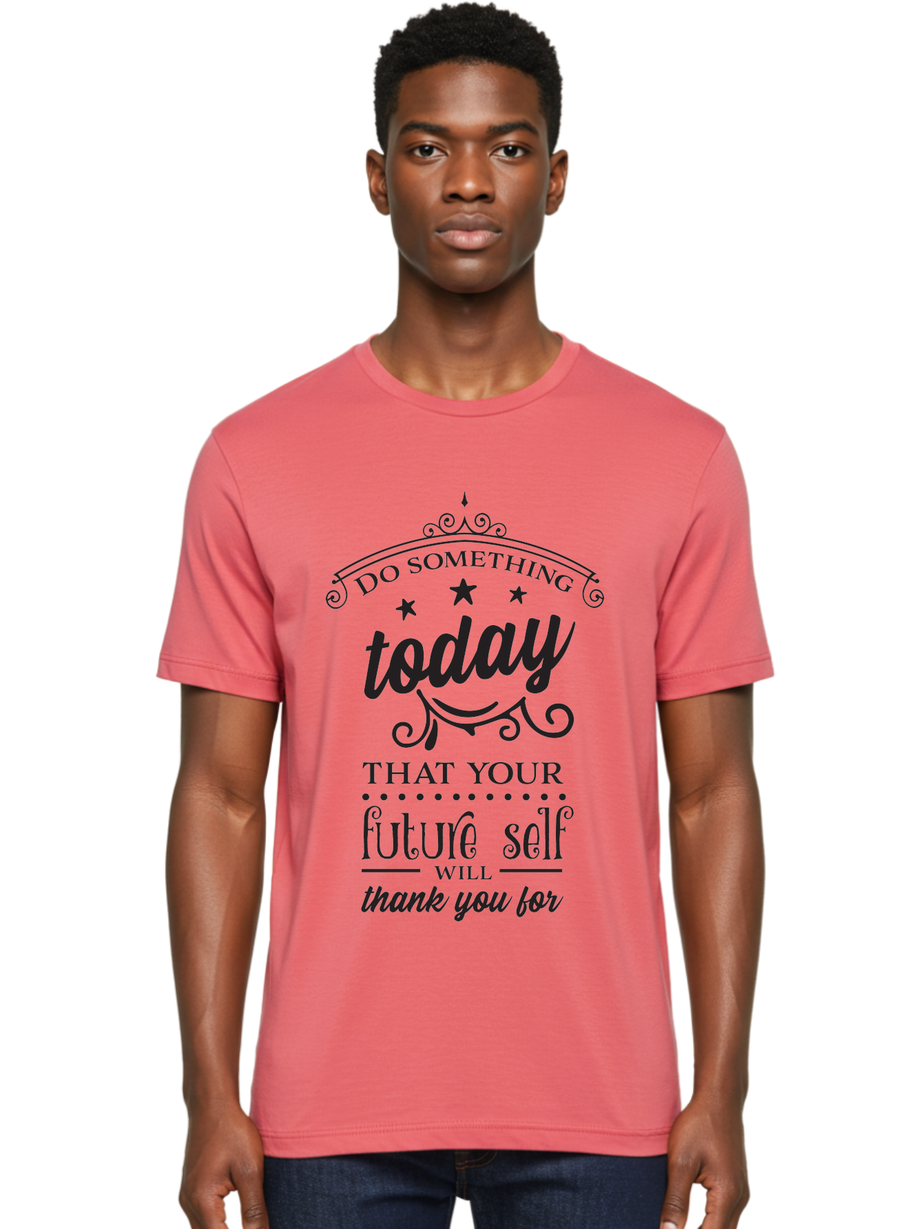 Do-Something-Today Men'S Graphic Tee, 100% Cotton, Comfortable Casual Summer Wear, Machine Washable, Motivational Quote, Inspirational Message, Future Self, Success Mindset, Productivity Tips, Goal Achievement, Personal Growth Aac651
