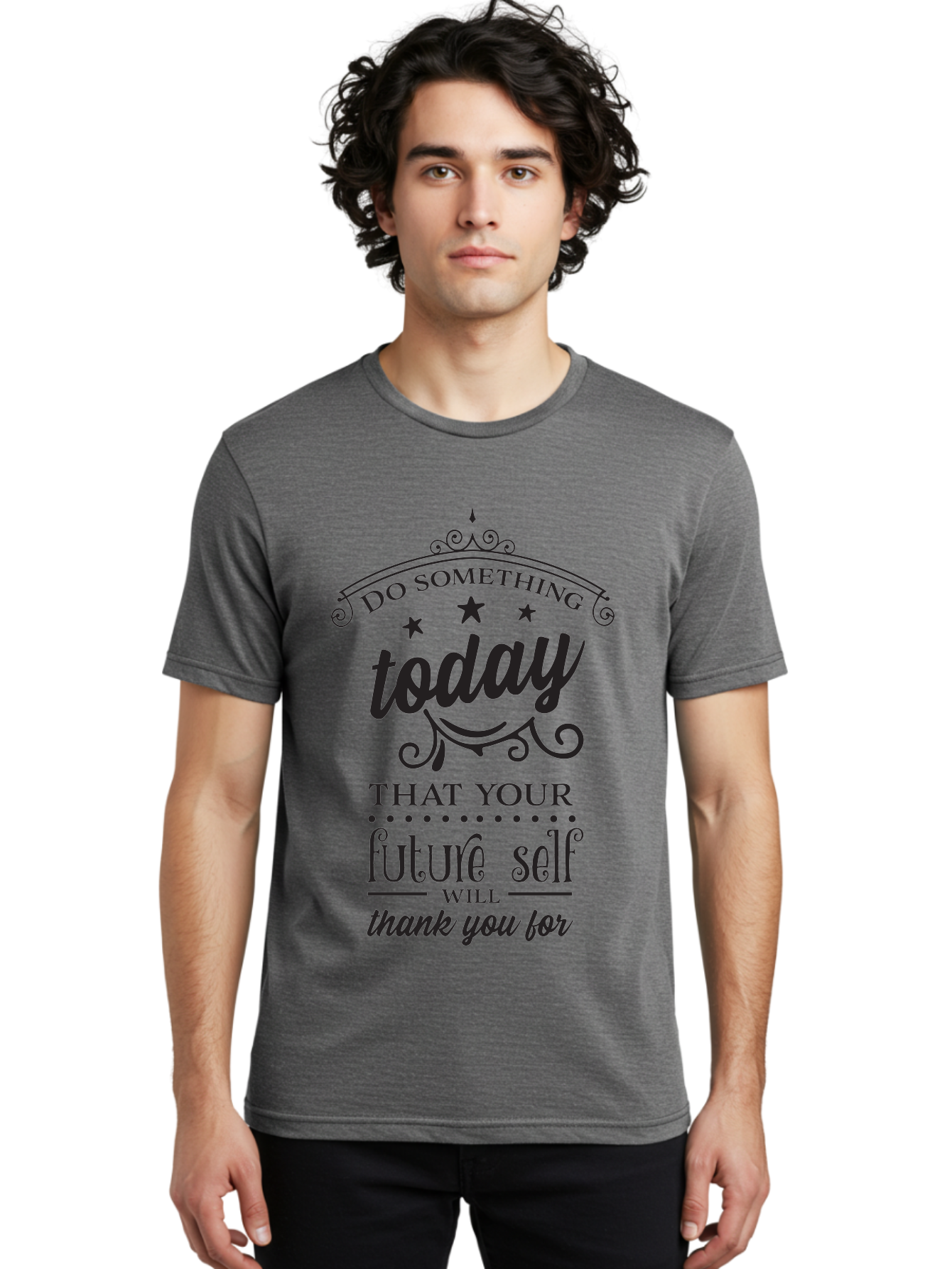 Do-Something-Today Men'S Graphic Tee, 100% Cotton, Comfortable Casual Summer Wear, Machine Washable, Motivational Quote, Inspirational Message, Future Self, Success Mindset, Productivity Tips, Goal Achievement, Personal Growth Aac651