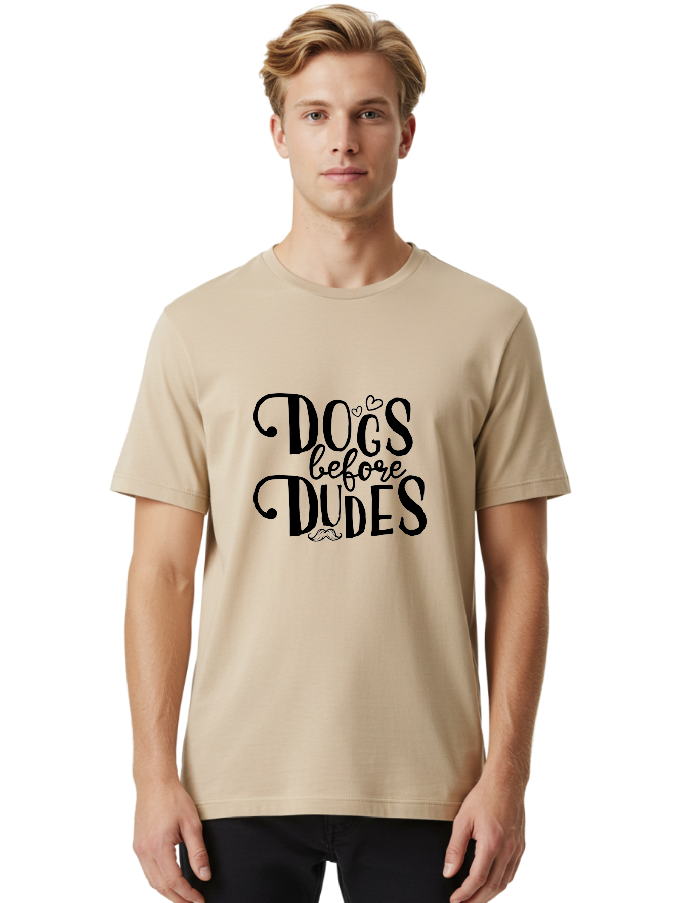 Dogs-Before-Dudes Men'S Graphic Tee, 100% Cotton, Comfortable Casual Summer Wear, Machine Washable, Dog Lovers, Fun Quotes, Quirky Sayings, Puppy Love, Funny Phrases, Dog Mom, Dog Dad, Pet Owners Aac652