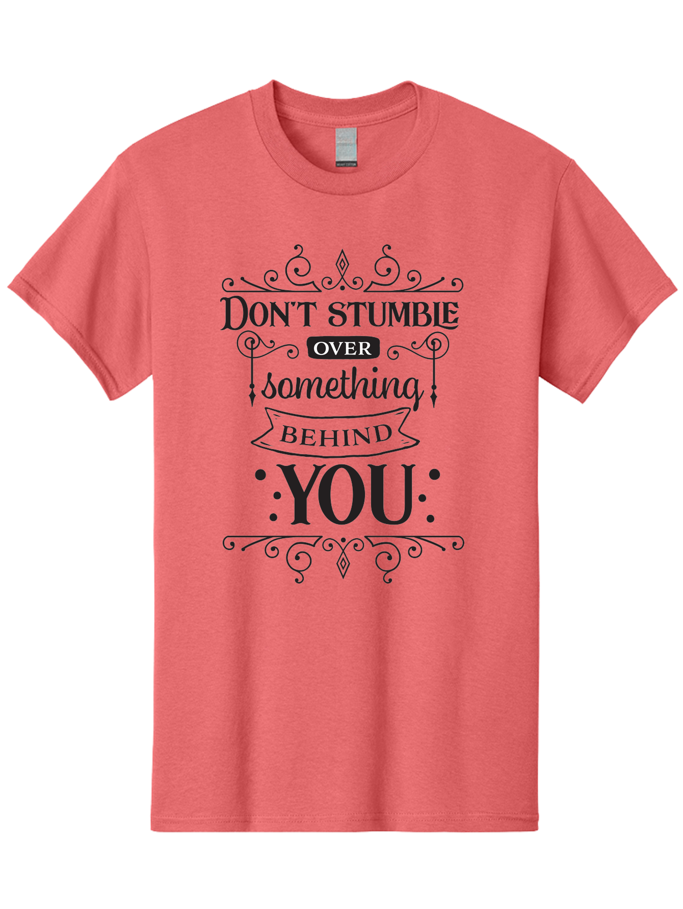 Don-T-Stumble-Over-Something-Behind-You Men'S Graphic Tee, 100% Cotton, Comfortable Casual Summer Wear, Machine Washable, Motivational Quote, Inspiring Phrase, Don'T Stumble Over Something Behind You, Personal Growth, Self-Improvement, Aac658