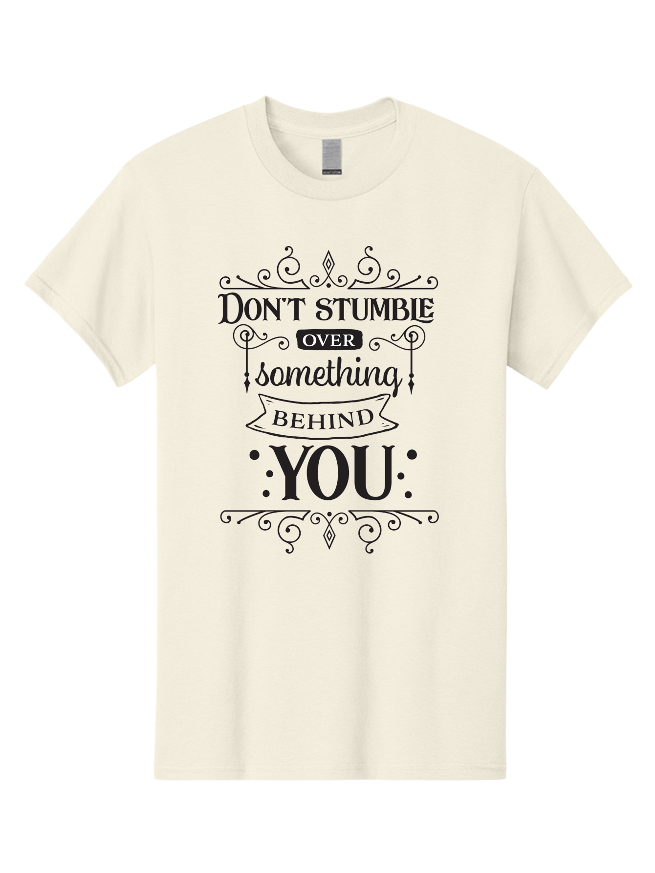Don-T-Stumble-Over-Something-Behind-You Men'S Graphic Tee, 100% Cotton, Comfortable Casual Summer Wear, Machine Washable, Motivational Quote, Inspiring Phrase, Don'T Stumble Over Something Behind You, Personal Growth, Self-Improvement, Aac658