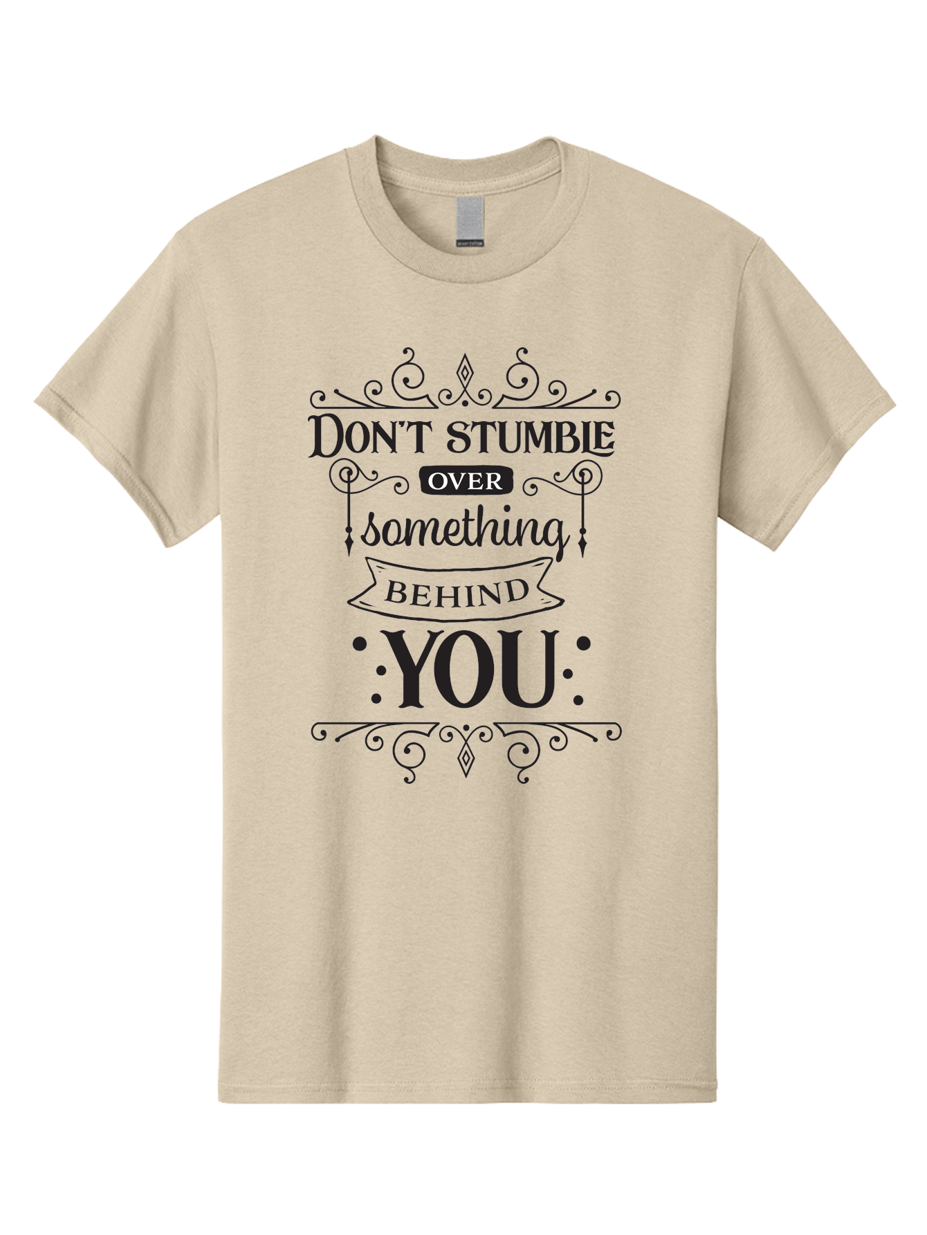 Don-T-Stumble-Over-Something-Behind-You Men'S Graphic Tee, 100% Cotton, Comfortable Casual Summer Wear, Machine Washable, Motivational Quote, Inspiring Phrase, Don'T Stumble Over Something Behind You, Personal Growth, Self-Improvement, Aac658