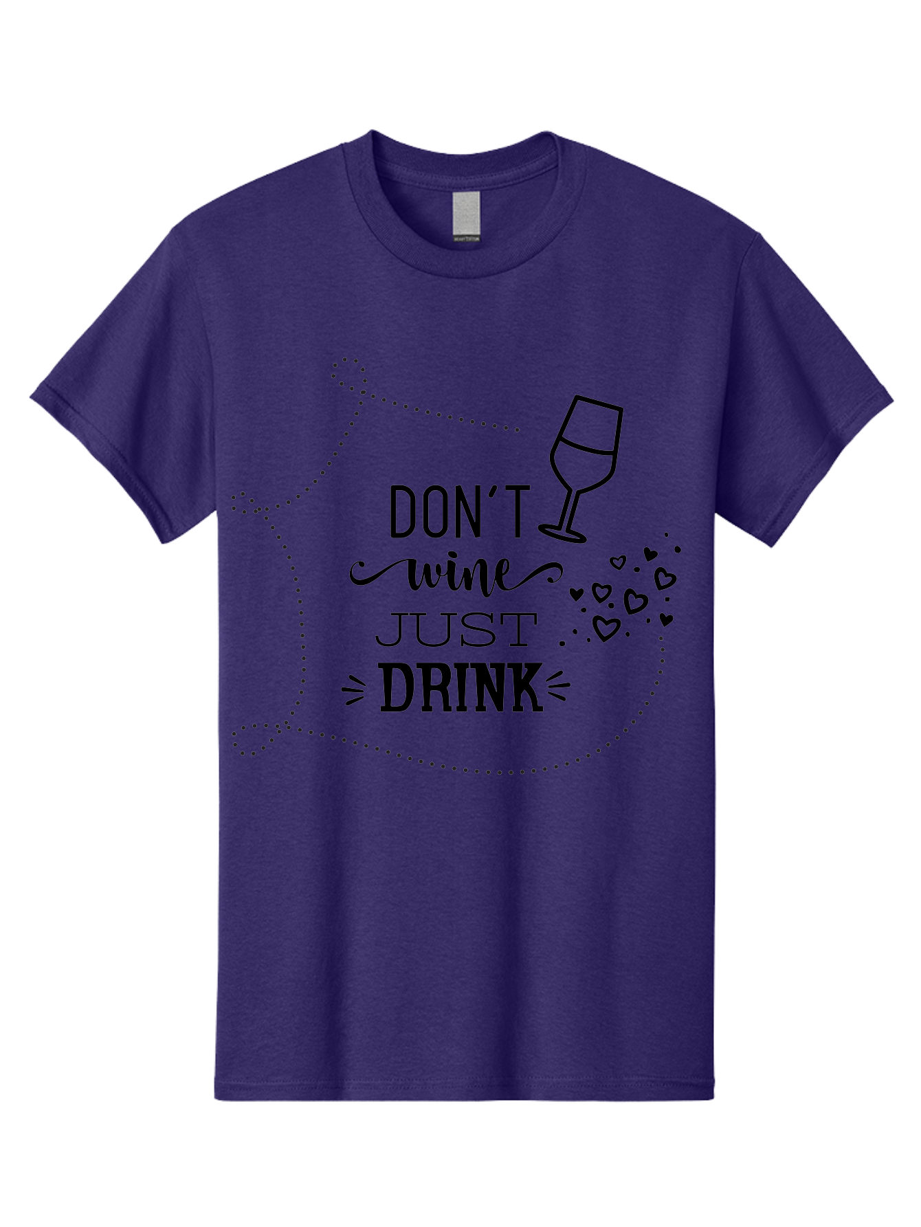 Don-T-Wine-Just-Drink Men'S Graphic Tee, 100% Cotton, Comfortable Casual Summer Wear, Machine Washable, Wine Pun, Funny Quote, Wine Lover, Wine Glass, Hearts, Playful Design, Typography Art, Wine Drinking Aac659