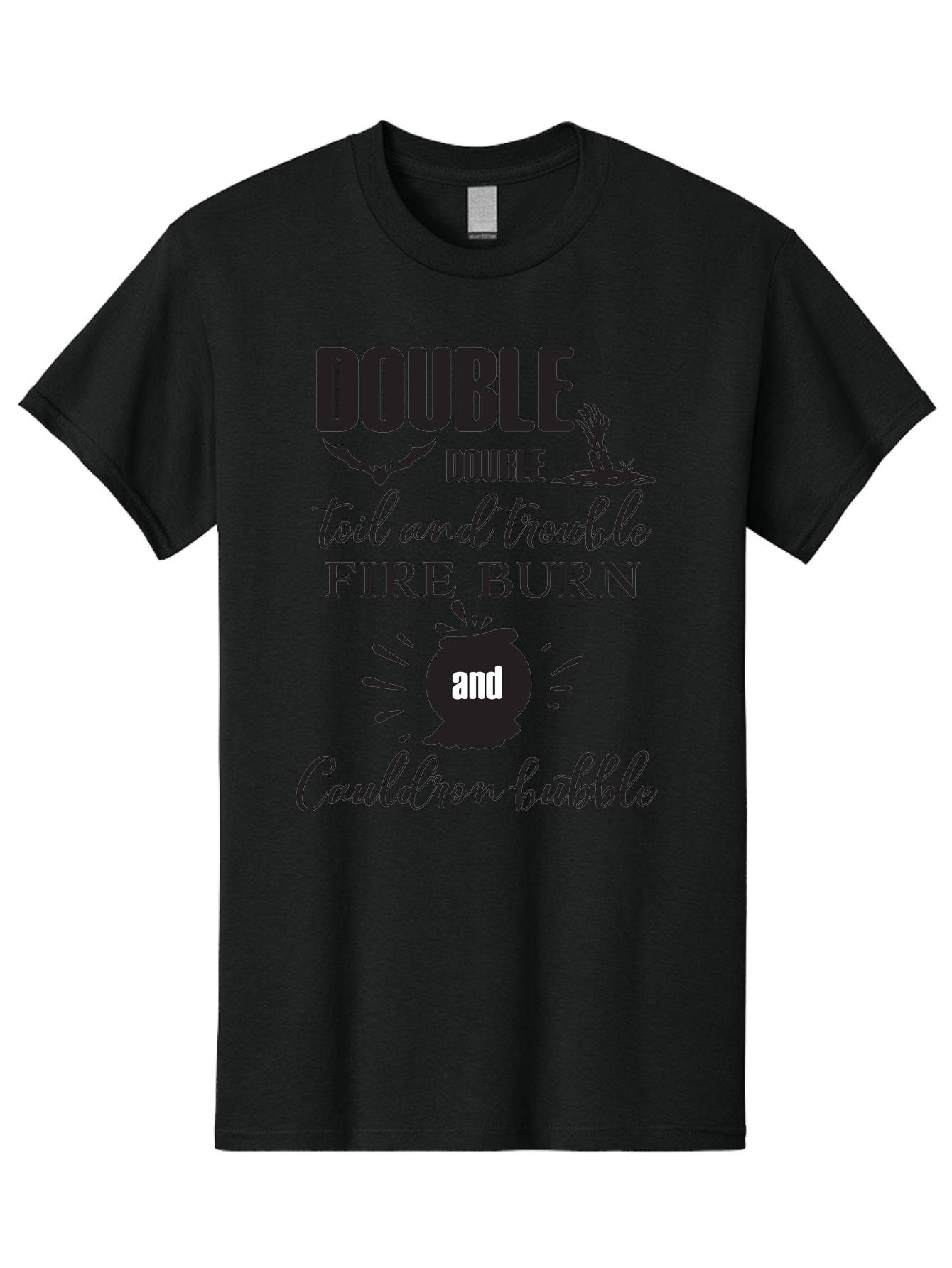 Double-Double-Toil-And-Trouble Men'S Graphic Tee, 100% Cotton, Comfortable Casual Summer Wear, Machine Washable, Halloween Quote, Witchy Vibes, Spooky Season, Macbeth Reference, Double Double Toil And Trouble, Halloween Graphics, Aac660