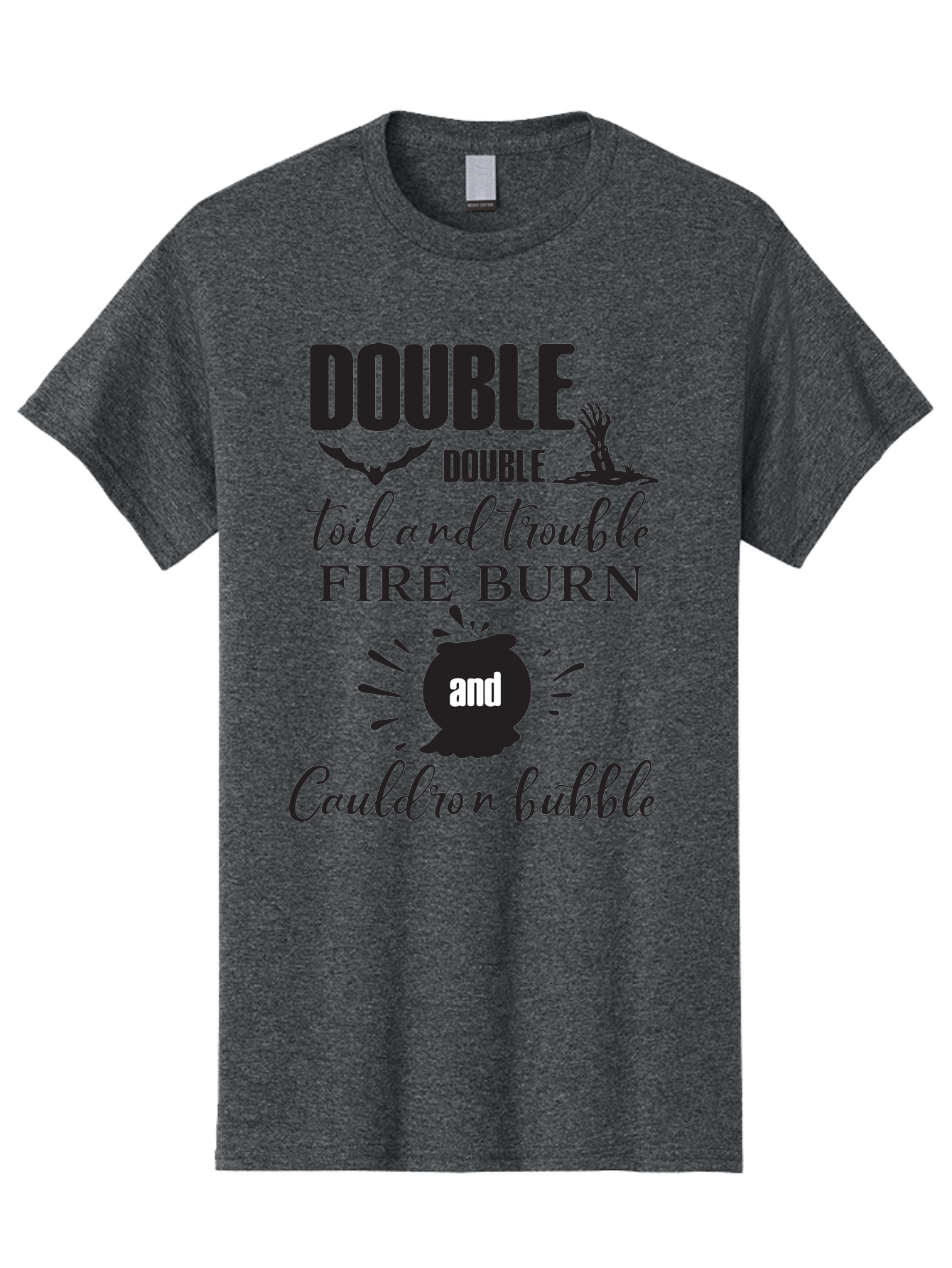 Double-Double-Toil-And-Trouble Men'S Graphic Tee, 100% Cotton, Comfortable Casual Summer Wear, Machine Washable, Halloween Quote, Witchy Vibes, Spooky Season, Macbeth Reference, Double Double Toil And Trouble, Halloween Graphics, Aac660