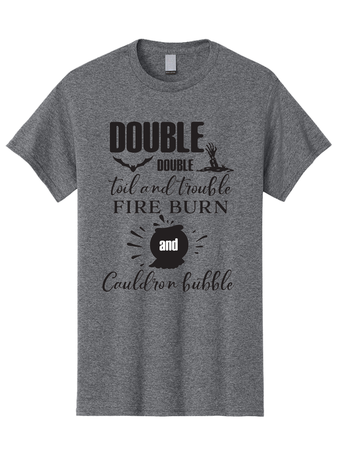 Double-Double-Toil-And-Trouble Men'S Graphic Tee, 100% Cotton, Comfortable Casual Summer Wear, Machine Washable, Halloween Quote, Witchy Vibes, Spooky Season, Macbeth Reference, Double Double Toil And Trouble, Halloween Graphics, Aac660