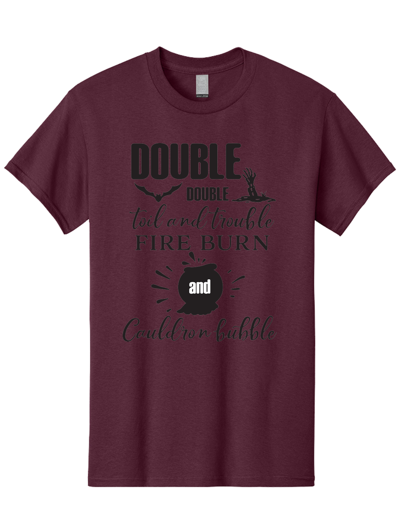 Double-Double-Toil-And-Trouble Men'S Graphic Tee, 100% Cotton, Comfortable Casual Summer Wear, Machine Washable, Halloween Quote, Witchy Vibes, Spooky Season, Macbeth Reference, Double Double Toil And Trouble, Halloween Graphics, Aac660