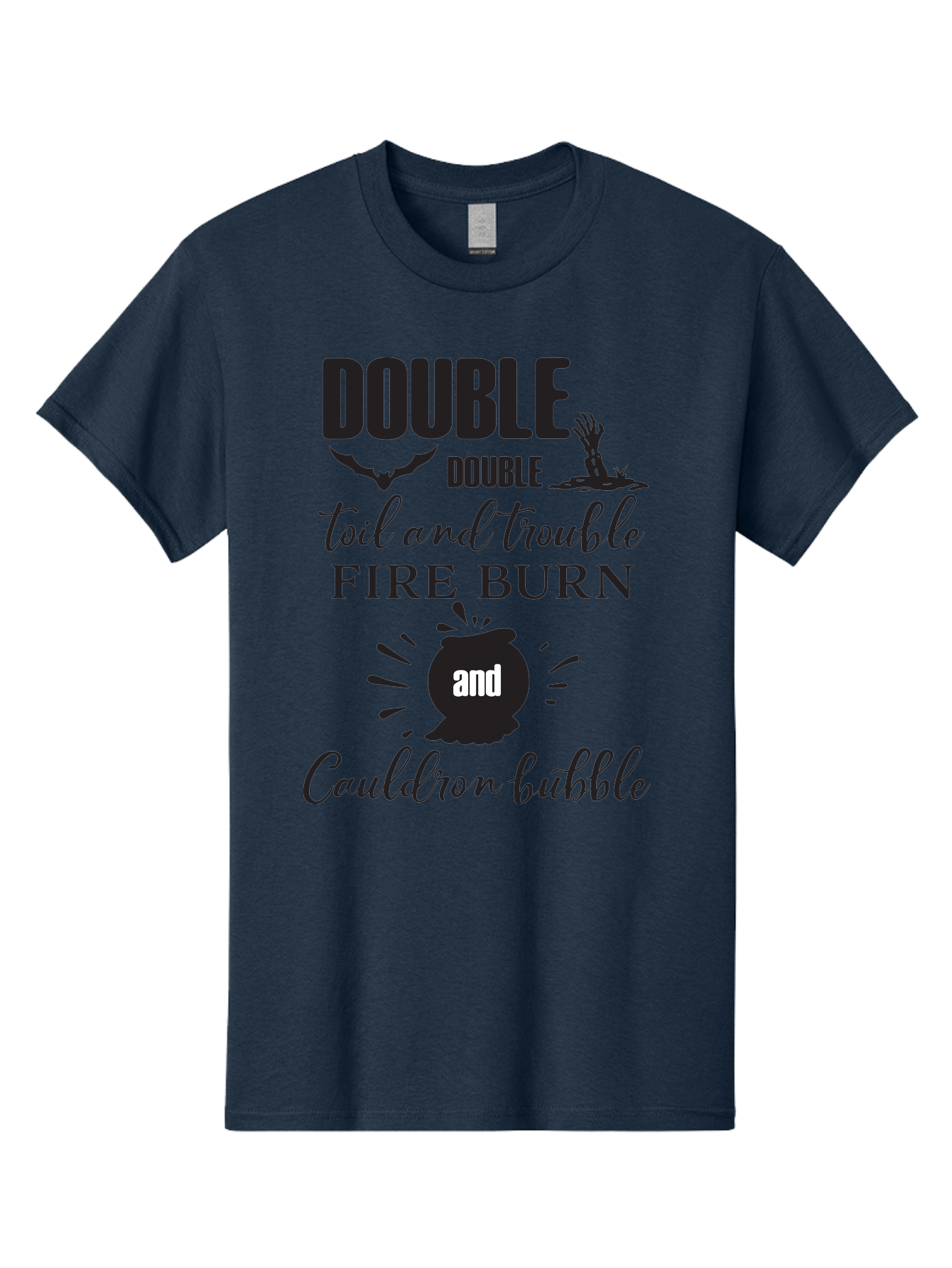 Double-Double-Toil-And-Trouble Men'S Graphic Tee, 100% Cotton, Comfortable Casual Summer Wear, Machine Washable, Halloween Quote, Witchy Vibes, Spooky Season, Macbeth Reference, Double Double Toil And Trouble, Halloween Graphics, Aac660