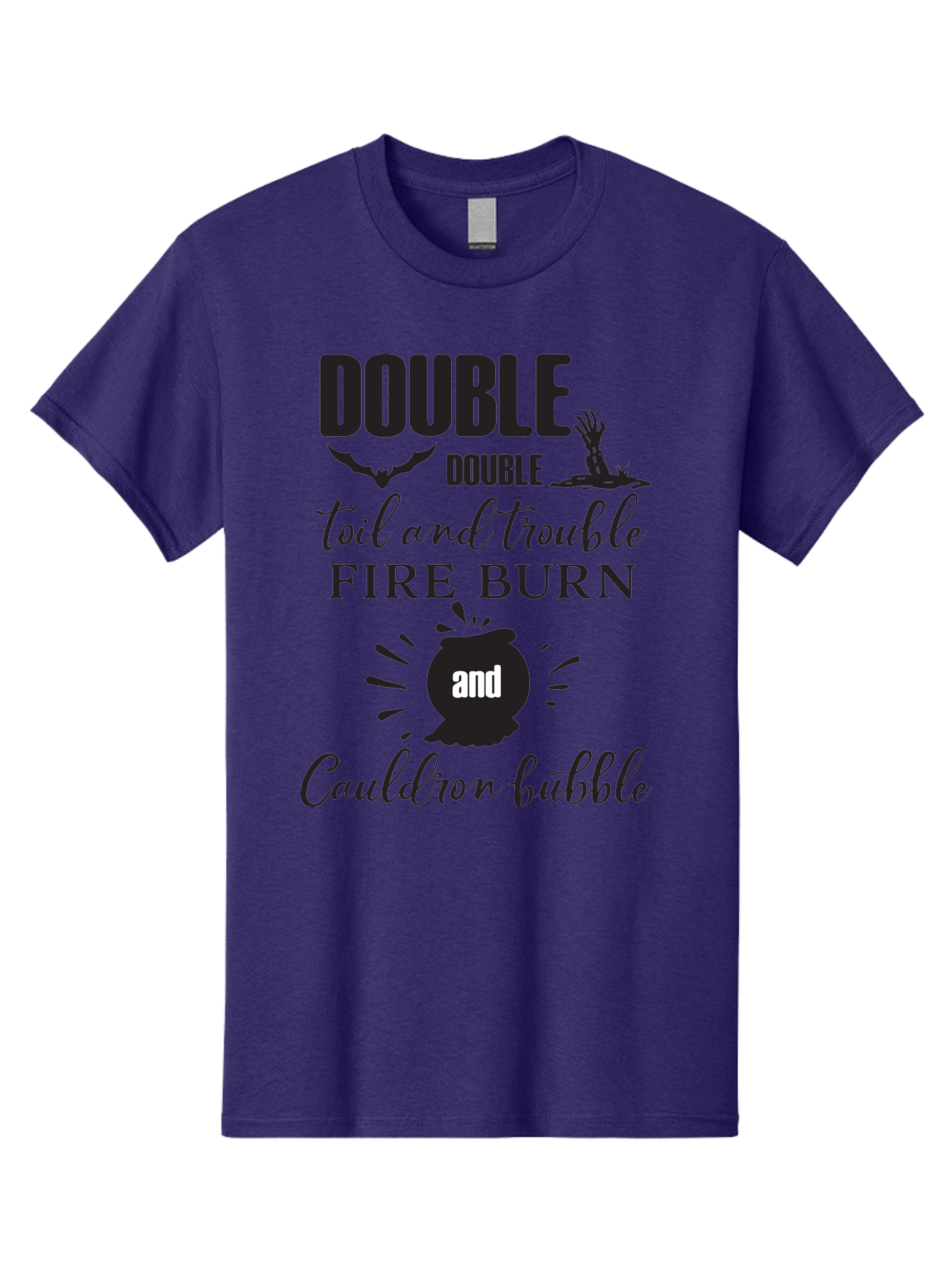 Double-Double-Toil-And-Trouble Men'S Graphic Tee, 100% Cotton, Comfortable Casual Summer Wear, Machine Washable, Halloween Quote, Witchy Vibes, Spooky Season, Macbeth Reference, Double Double Toil And Trouble, Halloween Graphics, Aac660