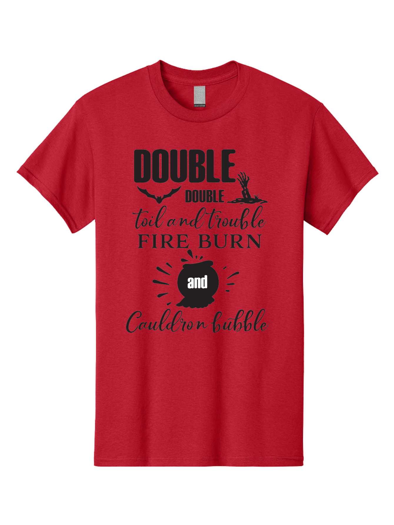 Double-Double-Toil-And-Trouble Men'S Graphic Tee, 100% Cotton, Comfortable Casual Summer Wear, Machine Washable, Halloween Quote, Witchy Vibes, Spooky Season, Macbeth Reference, Double Double Toil And Trouble, Halloween Graphics, Aac660