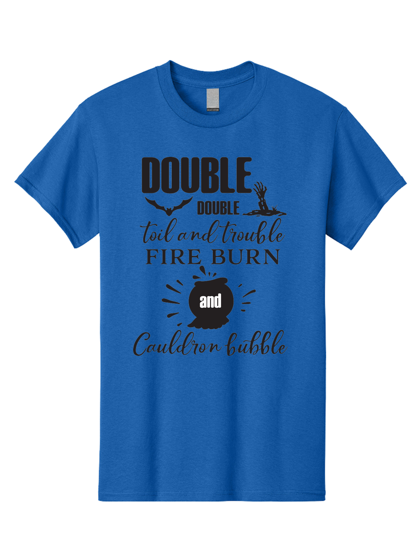 Double-Double-Toil-And-Trouble Men'S Graphic Tee, 100% Cotton, Comfortable Casual Summer Wear, Machine Washable, Halloween Quote, Witchy Vibes, Spooky Season, Macbeth Reference, Double Double Toil And Trouble, Halloween Graphics, Aac660