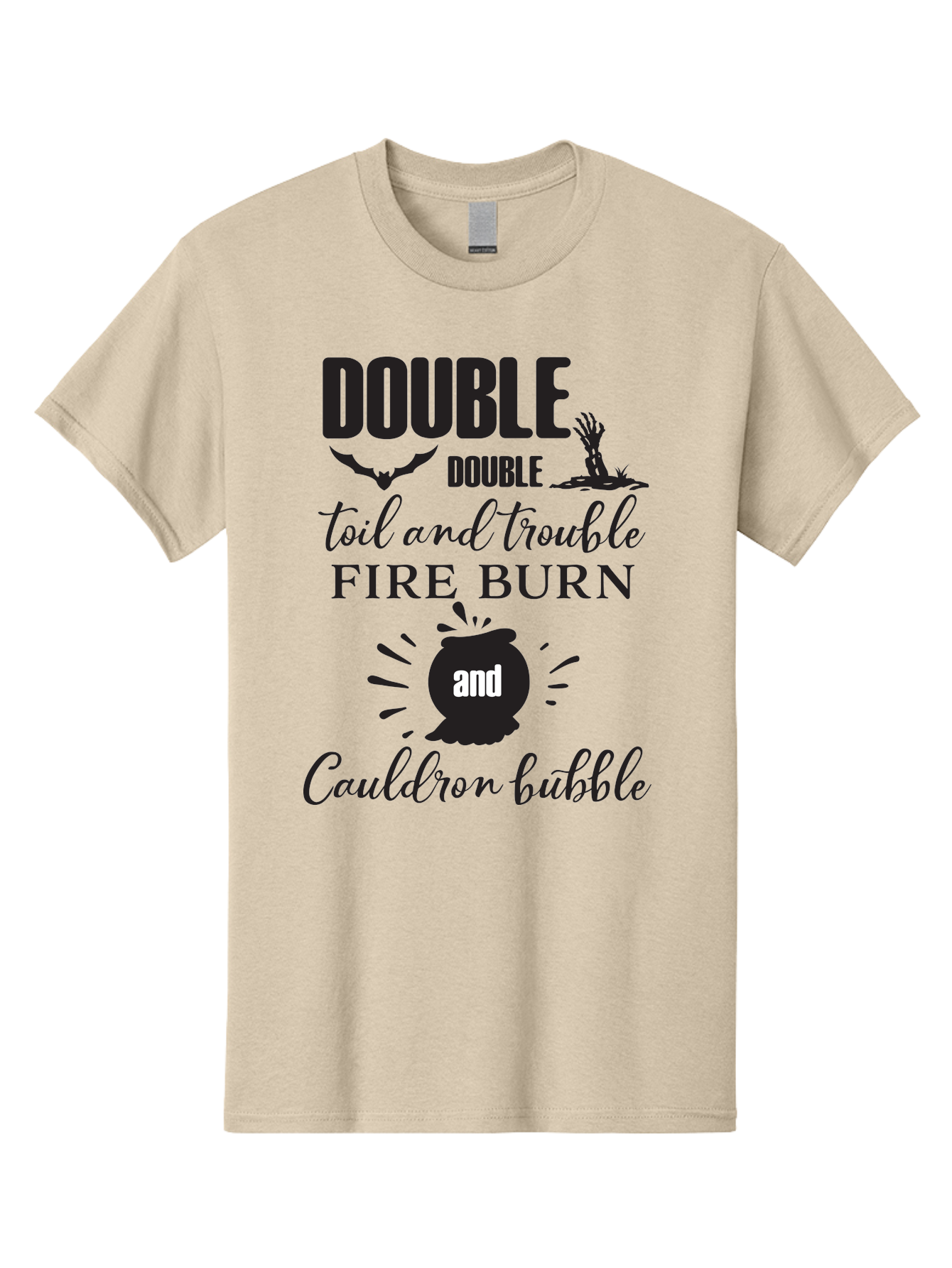 Double-Double-Toil-And-Trouble Men'S Graphic Tee, 100% Cotton, Comfortable Casual Summer Wear, Machine Washable, Halloween Quote, Witchy Vibes, Spooky Season, Macbeth Reference, Double Double Toil And Trouble, Halloween Graphics, Aac660