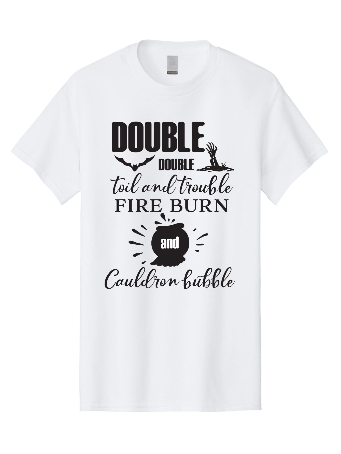 Double-Double-Toil-And-Trouble Men'S Graphic Tee, 100% Cotton, Comfortable Casual Summer Wear, Machine Washable, Halloween Quote, Witchy Vibes, Spooky Season, Macbeth Reference, Double Double Toil And Trouble, Halloween Graphics, Aac660
