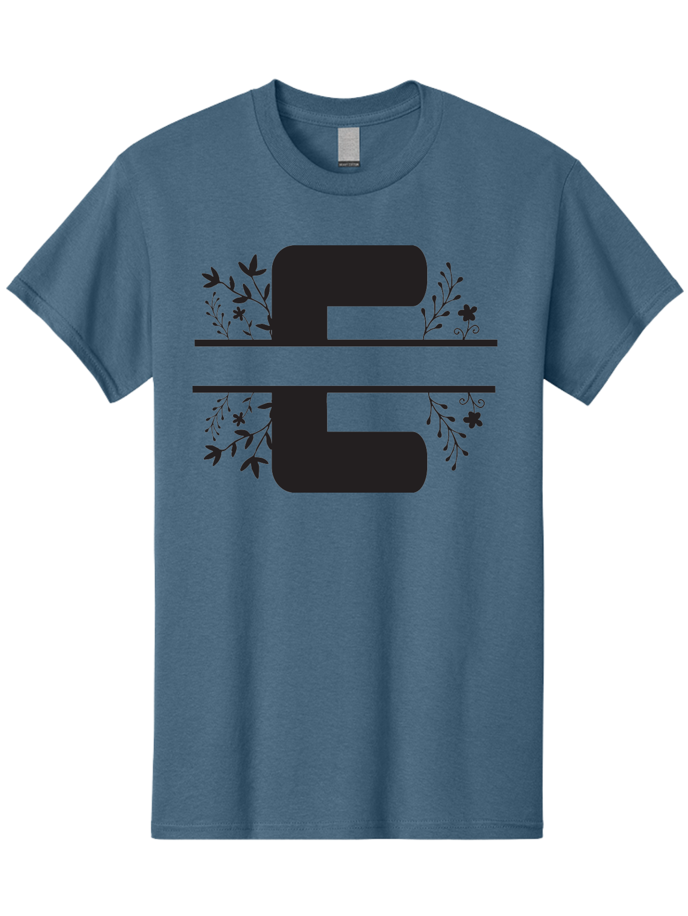 E-1 Men'S Graphic Tee, 100% Cotton, Comfortable Casual Summer Wear, Machine Washable, Floral Designs, Leafy Patterns, Bold Typography, Decorative Elements, Black Silhouettes, Elegant Lettering, Floral Motifs Aac664