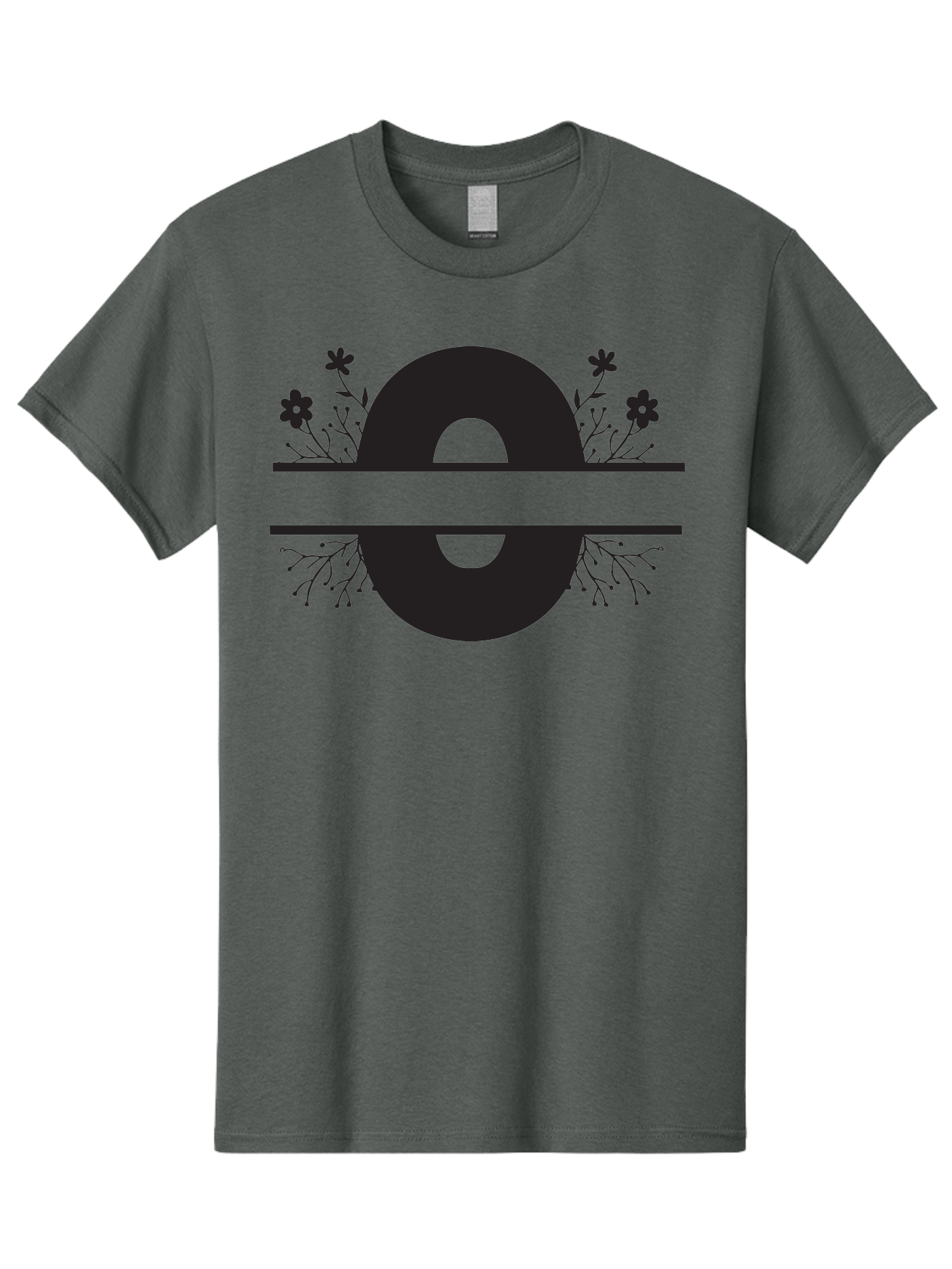 E-2 Men'S Graphic Tee, 100% Cotton, Comfortable Casual Summer Wear, Machine Washable, Black Letter E, Floral Design, Abstract Art, Minimalist Style, Bold Typography, Artistic Expression, Elegance, Simplicity, Modern Aesthetic, Unique Design, Aac665
