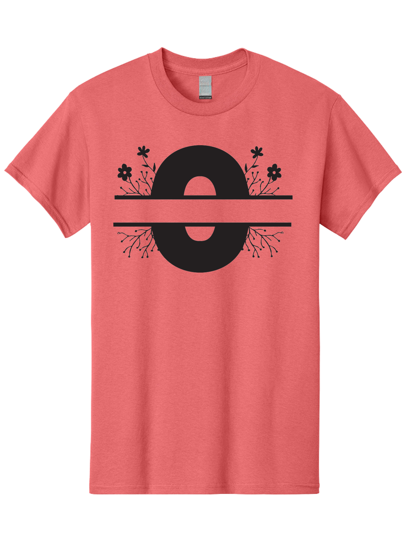 E-2 Men'S Graphic Tee, 100% Cotton, Comfortable Casual Summer Wear, Machine Washable, Black Letter E, Floral Design, Abstract Art, Minimalist Style, Bold Typography, Artistic Expression, Elegance, Simplicity, Modern Aesthetic, Unique Design, Aac665