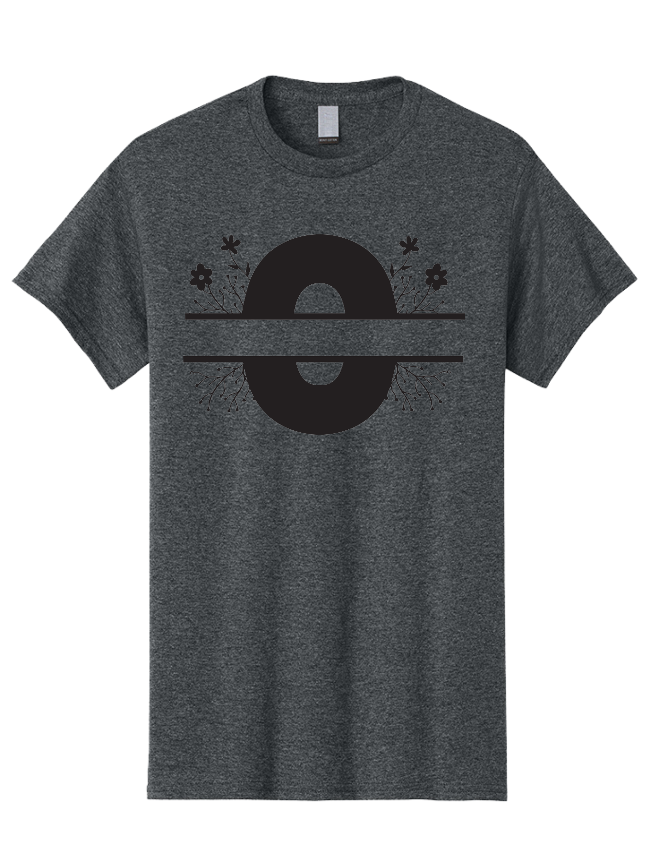 E-2 Men'S Graphic Tee, 100% Cotton, Comfortable Casual Summer Wear, Machine Washable, Black Letter E, Floral Design, Abstract Art, Minimalist Style, Bold Typography, Artistic Expression, Elegance, Simplicity, Modern Aesthetic, Unique Design, Aac665