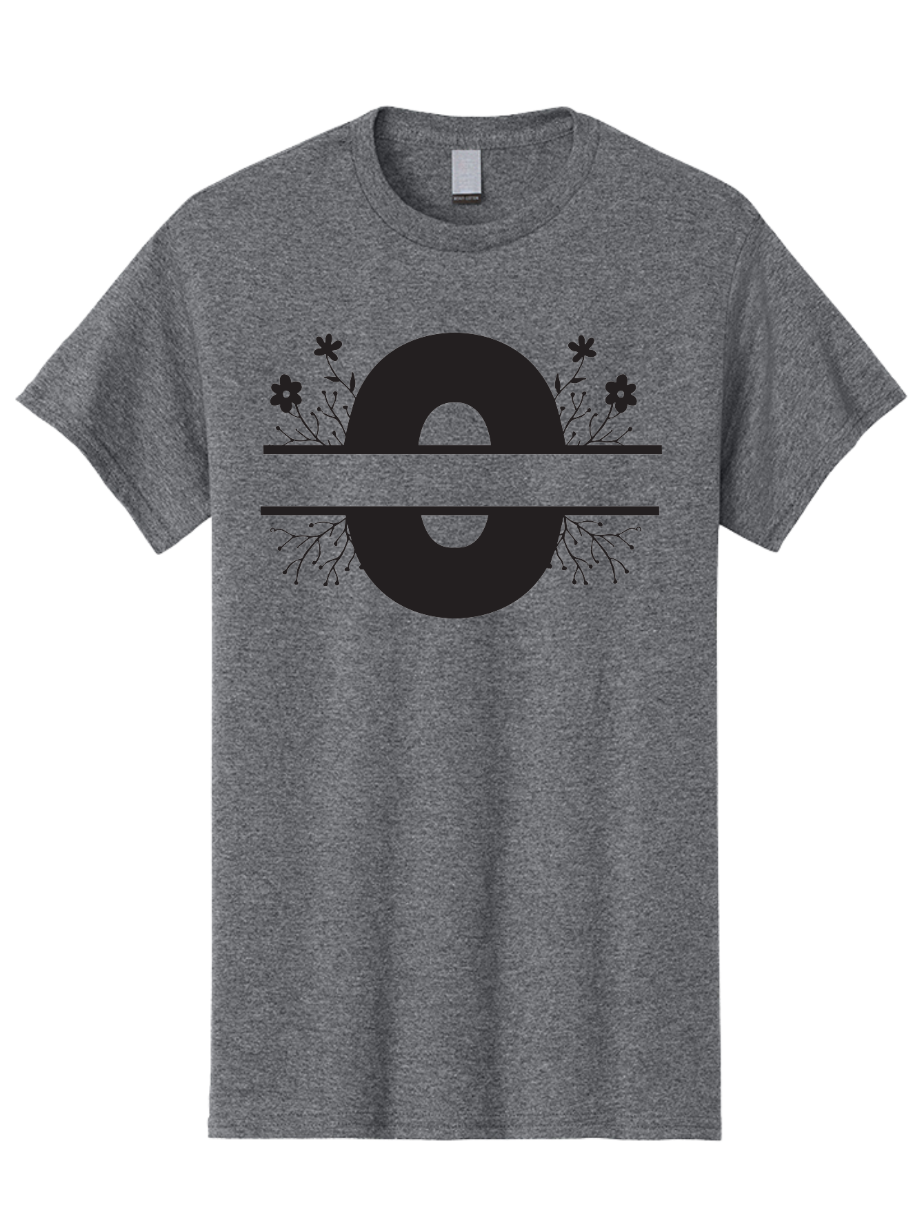 E-2 Men'S Graphic Tee, 100% Cotton, Comfortable Casual Summer Wear, Machine Washable, Black Letter E, Floral Design, Abstract Art, Minimalist Style, Bold Typography, Artistic Expression, Elegance, Simplicity, Modern Aesthetic, Unique Design, Aac665