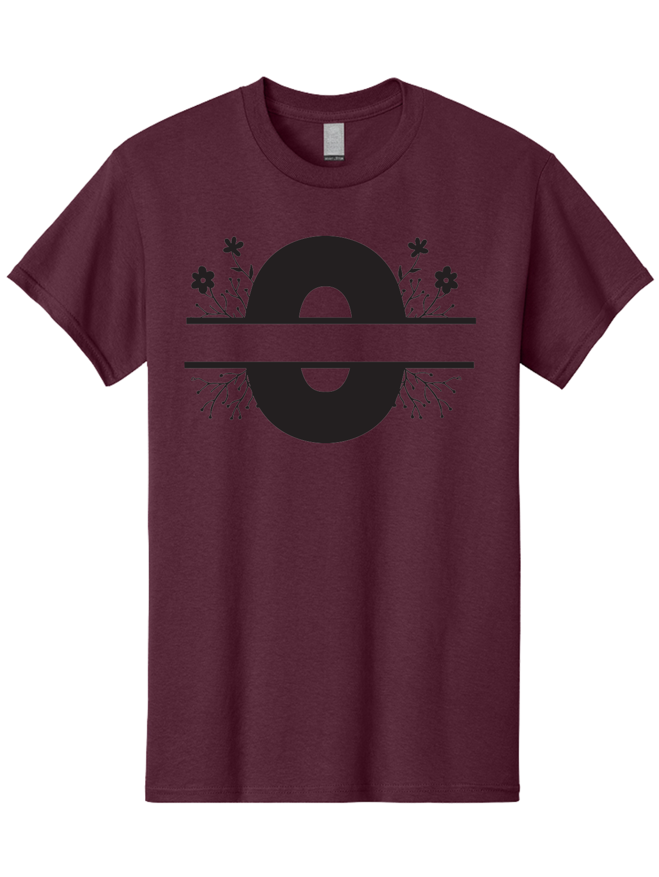 E-2 Men'S Graphic Tee, 100% Cotton, Comfortable Casual Summer Wear, Machine Washable, Black Letter E, Floral Design, Abstract Art, Minimalist Style, Bold Typography, Artistic Expression, Elegance, Simplicity, Modern Aesthetic, Unique Design, Aac665