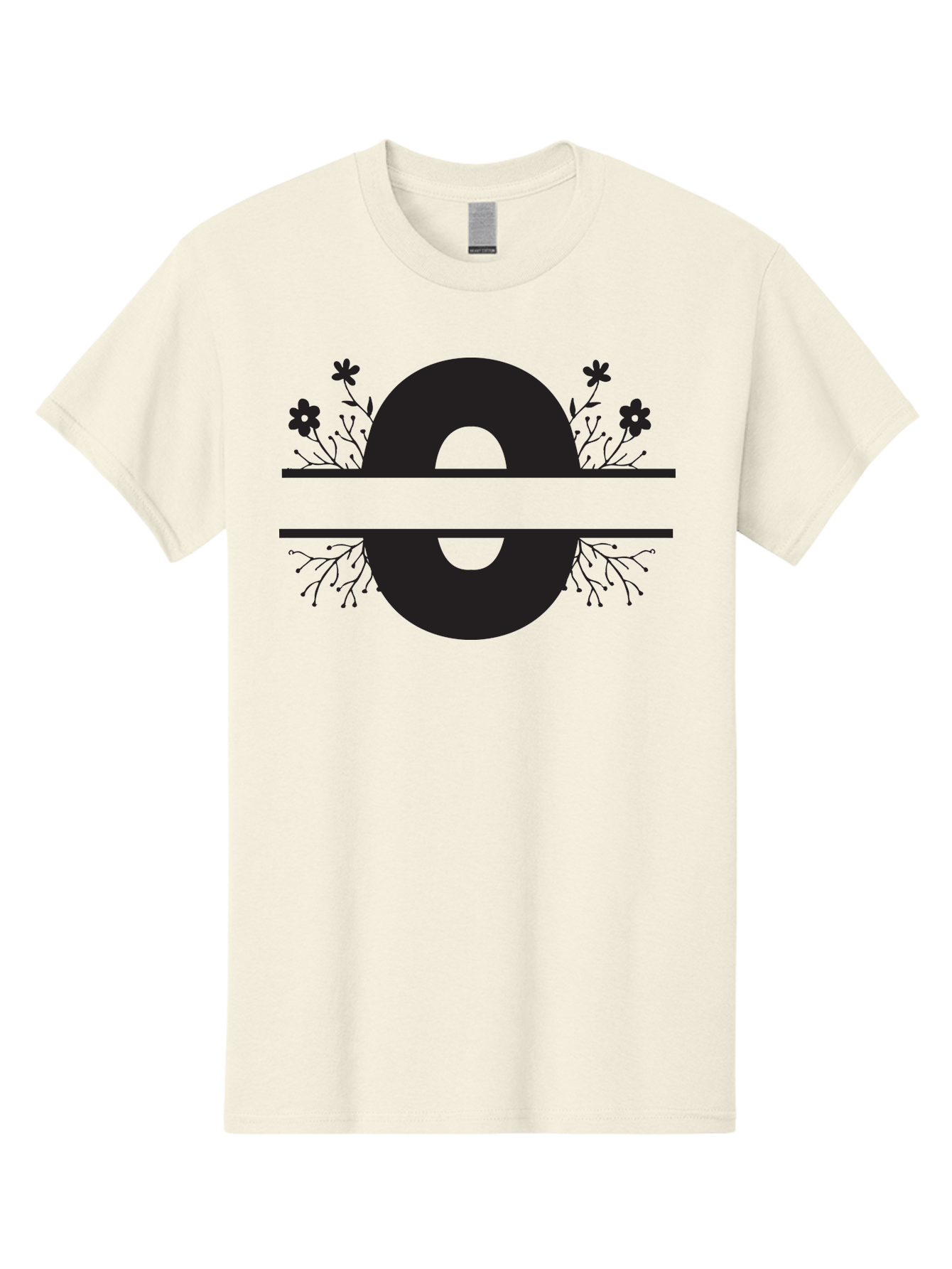 E-2 Men'S Graphic Tee, 100% Cotton, Comfortable Casual Summer Wear, Machine Washable, Black Letter E, Floral Design, Abstract Art, Minimalist Style, Bold Typography, Artistic Expression, Elegance, Simplicity, Modern Aesthetic, Unique Design, Aac665