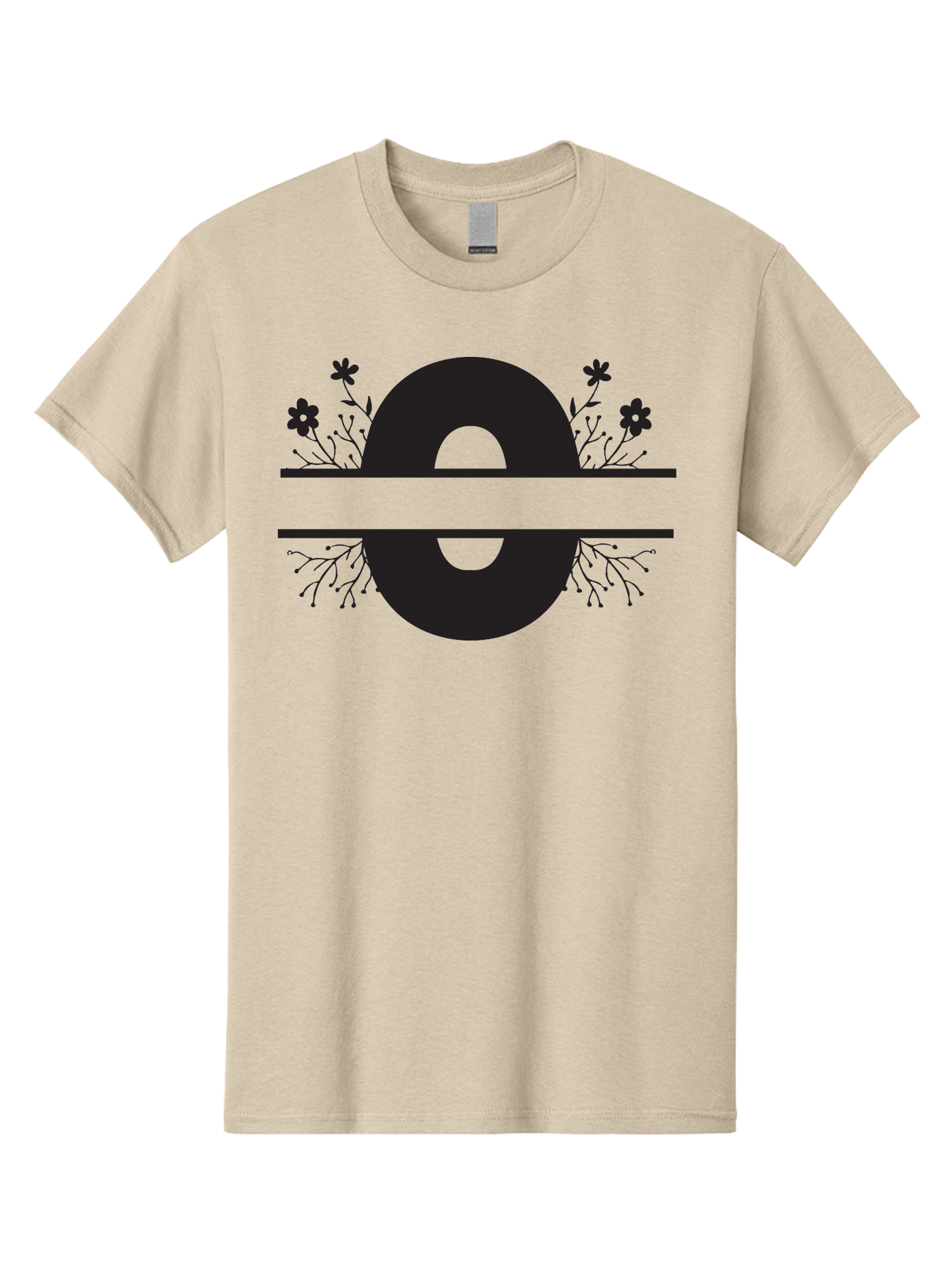 E-2 Men'S Graphic Tee, 100% Cotton, Comfortable Casual Summer Wear, Machine Washable, Black Letter E, Floral Design, Abstract Art, Minimalist Style, Bold Typography, Artistic Expression, Elegance, Simplicity, Modern Aesthetic, Unique Design, Aac665