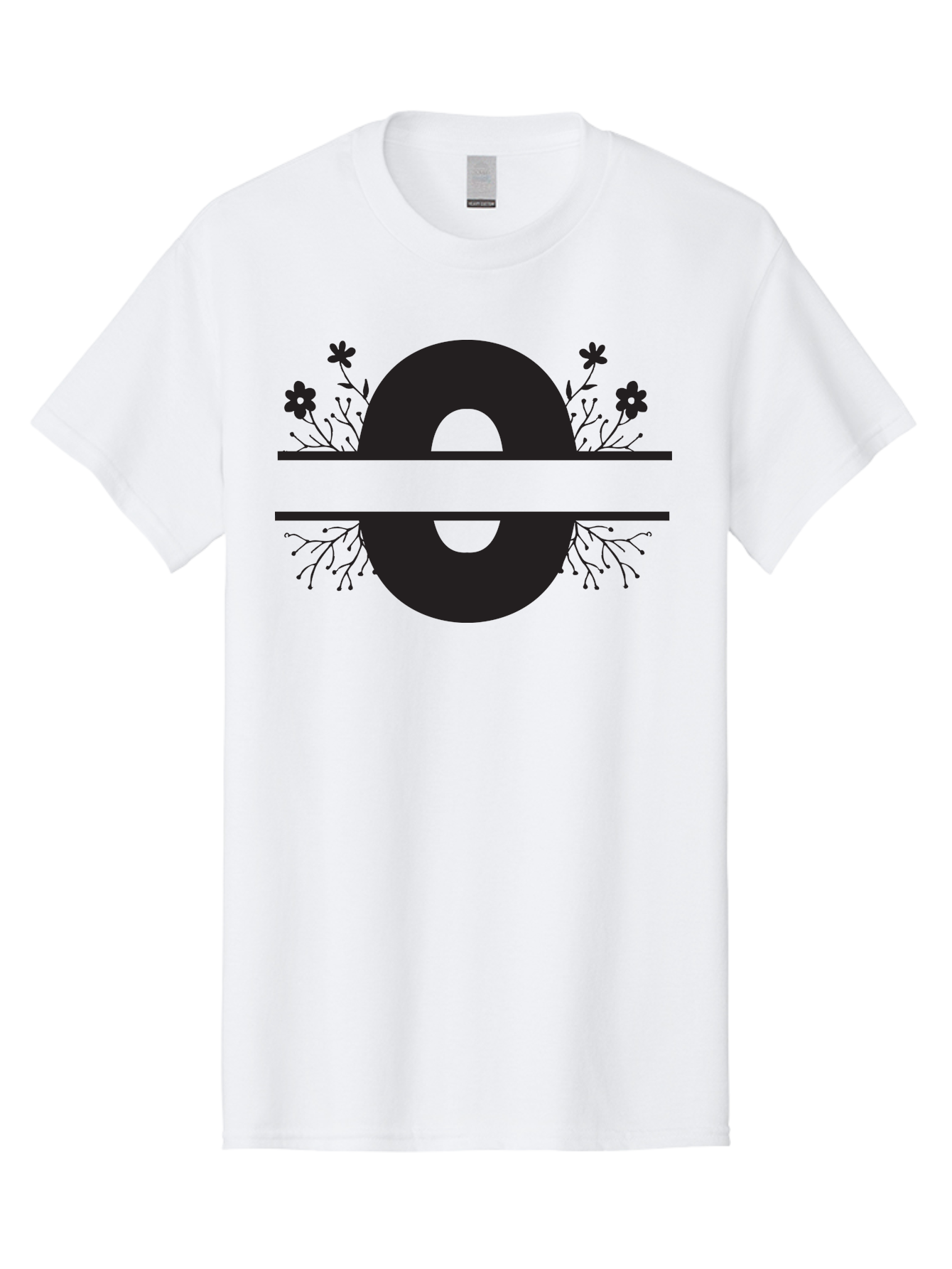 E-2 Men'S Graphic Tee, 100% Cotton, Comfortable Casual Summer Wear, Machine Washable, Black Letter E, Floral Design, Abstract Art, Minimalist Style, Bold Typography, Artistic Expression, Elegance, Simplicity, Modern Aesthetic, Unique Design, Aac665