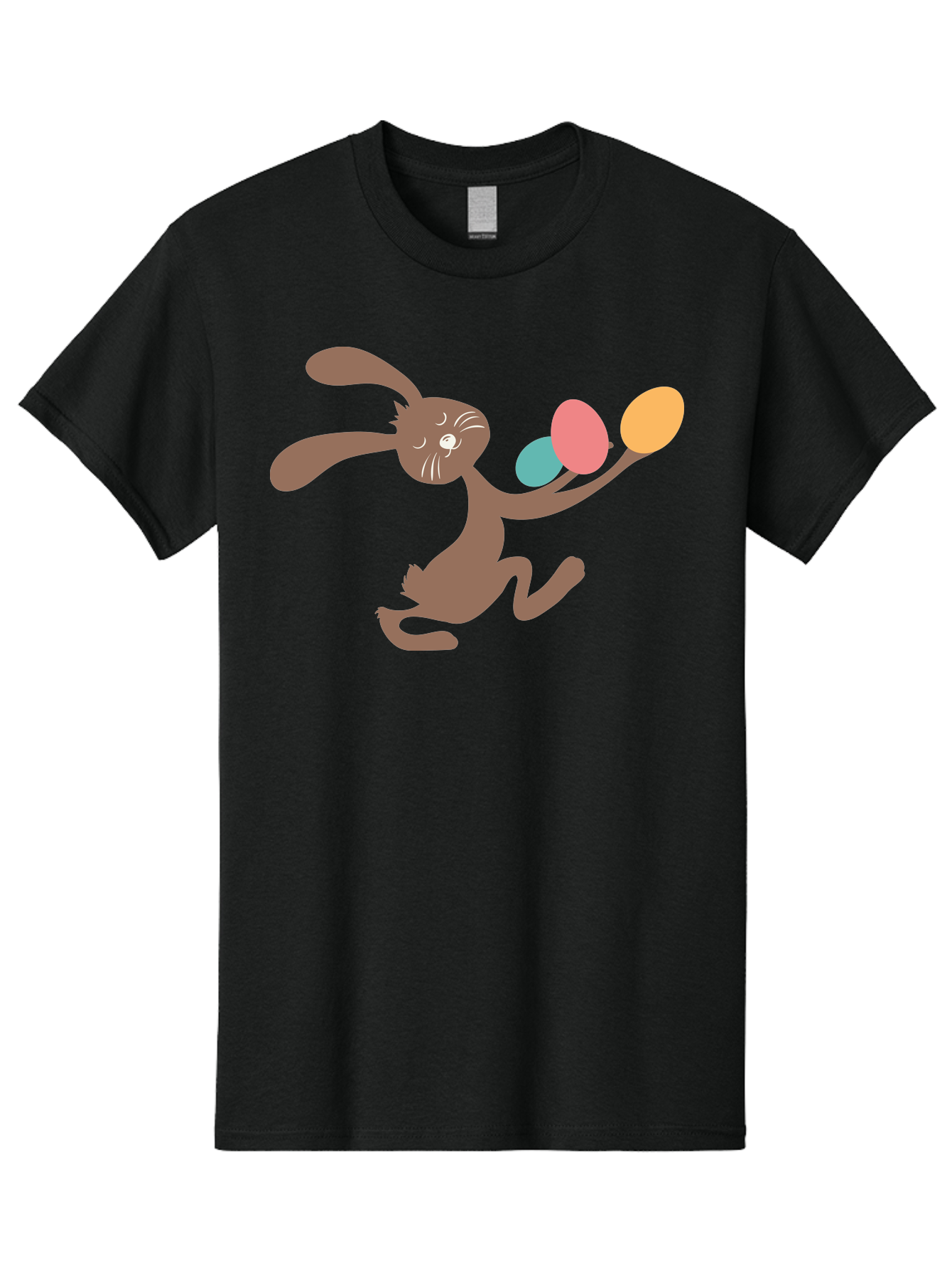Easter-Bunny Men'S Graphic Tee, 100% Cotton, Comfortable Casual Summer Wear, Machine Washable, Cartoon Bunny, Easter Eggs, Pastel Colors, Playful Rabbit, Spring Celebration, Easter Holiday, Colorful Eggs, Festive Scene Aac668