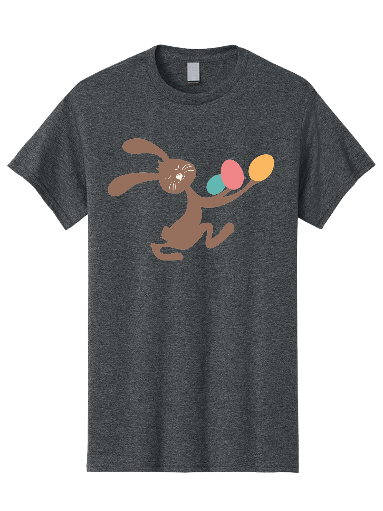 Easter-Bunny Men'S Graphic Tee, 100% Cotton, Comfortable Casual Summer Wear, Machine Washable, Cartoon Bunny, Easter Eggs, Pastel Colors, Playful Rabbit, Spring Celebration, Easter Holiday, Colorful Eggs, Festive Scene Aac668