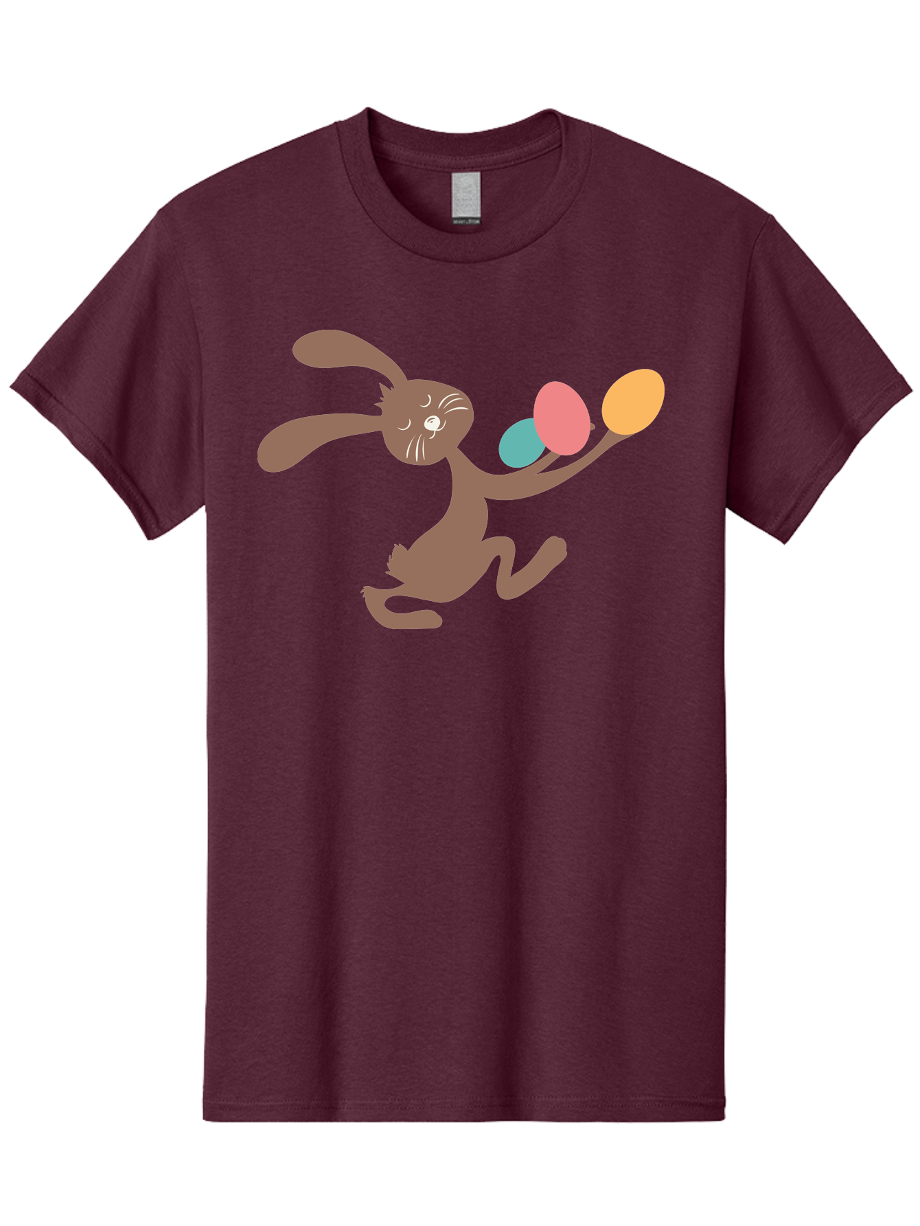 Easter-Bunny Men'S Graphic Tee, 100% Cotton, Comfortable Casual Summer Wear, Machine Washable, Cartoon Bunny, Easter Eggs, Pastel Colors, Playful Rabbit, Spring Celebration, Easter Holiday, Colorful Eggs, Festive Scene Aac668