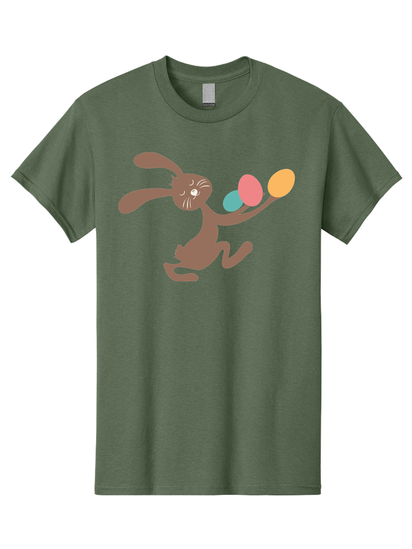 Easter-Bunny Men'S Graphic Tee, 100% Cotton, Comfortable Casual Summer Wear, Machine Washable, Cartoon Bunny, Easter Eggs, Pastel Colors, Playful Rabbit, Spring Celebration, Easter Holiday, Colorful Eggs, Festive Scene Aac668