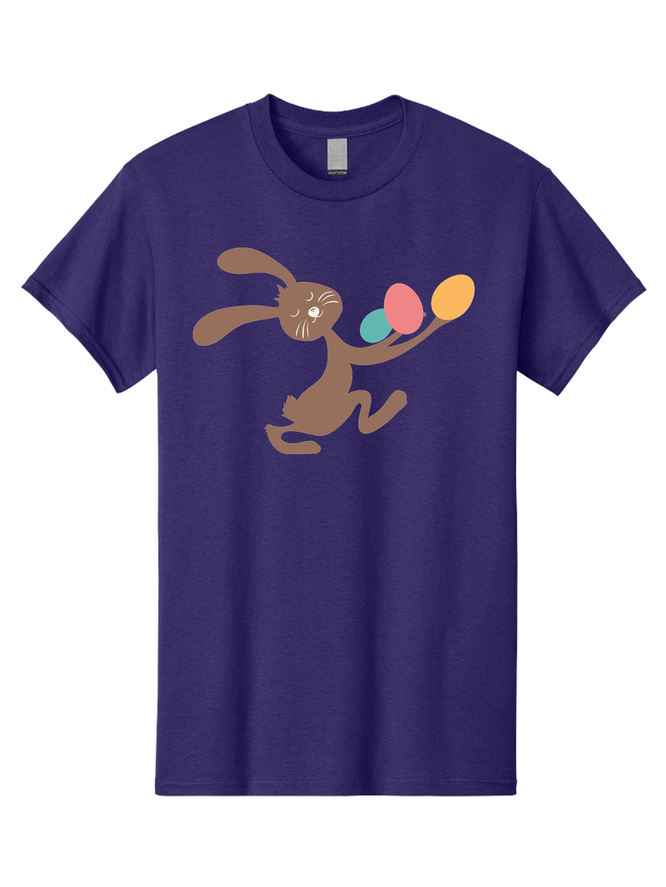 Easter-Bunny Men'S Graphic Tee, 100% Cotton, Comfortable Casual Summer Wear, Machine Washable, Cartoon Bunny, Easter Eggs, Pastel Colors, Playful Rabbit, Spring Celebration, Easter Holiday, Colorful Eggs, Festive Scene Aac668