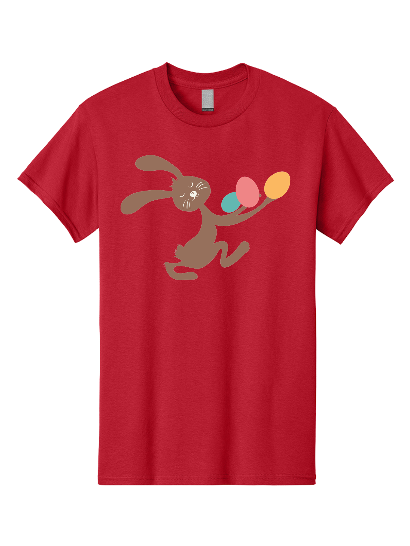 Easter-Bunny Men'S Graphic Tee, 100% Cotton, Comfortable Casual Summer Wear, Machine Washable, Cartoon Bunny, Easter Eggs, Pastel Colors, Playful Rabbit, Spring Celebration, Easter Holiday, Colorful Eggs, Festive Scene Aac668