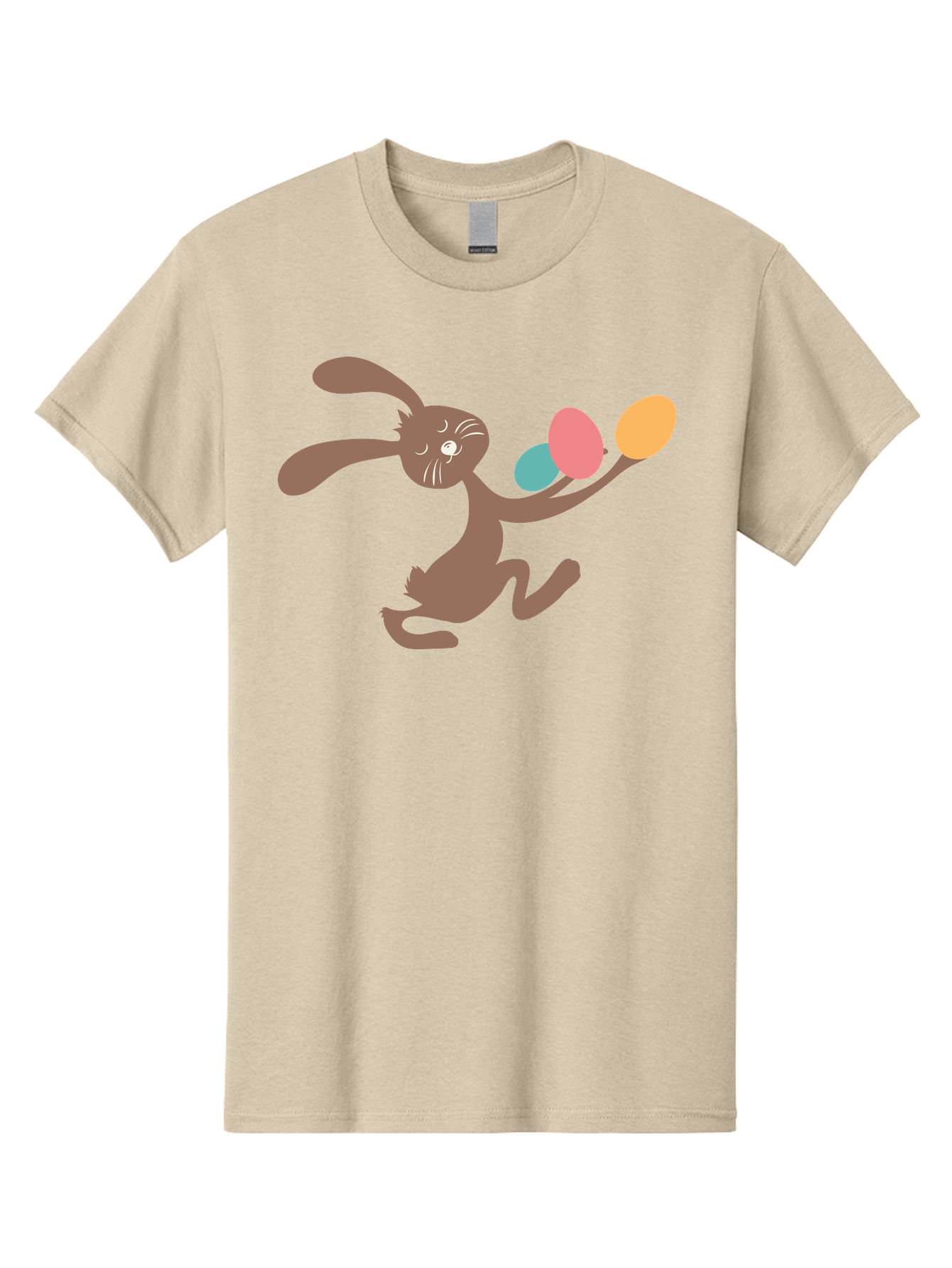Easter-Bunny Men'S Graphic Tee, 100% Cotton, Comfortable Casual Summer Wear, Machine Washable, Cartoon Bunny, Easter Eggs, Pastel Colors, Playful Rabbit, Spring Celebration, Easter Holiday, Colorful Eggs, Festive Scene Aac668