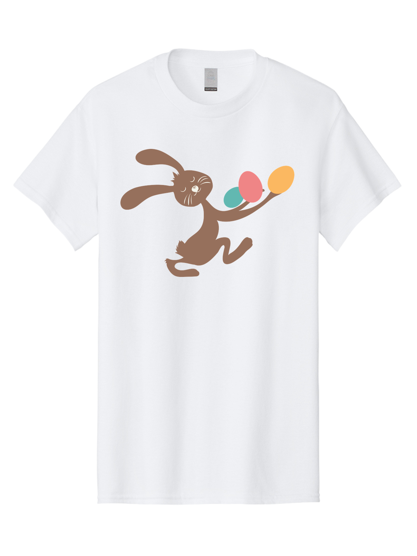 Easter-Bunny Men'S Graphic Tee, 100% Cotton, Comfortable Casual Summer Wear, Machine Washable, Cartoon Bunny, Easter Eggs, Pastel Colors, Playful Rabbit, Spring Celebration, Easter Holiday, Colorful Eggs, Festive Scene Aac668