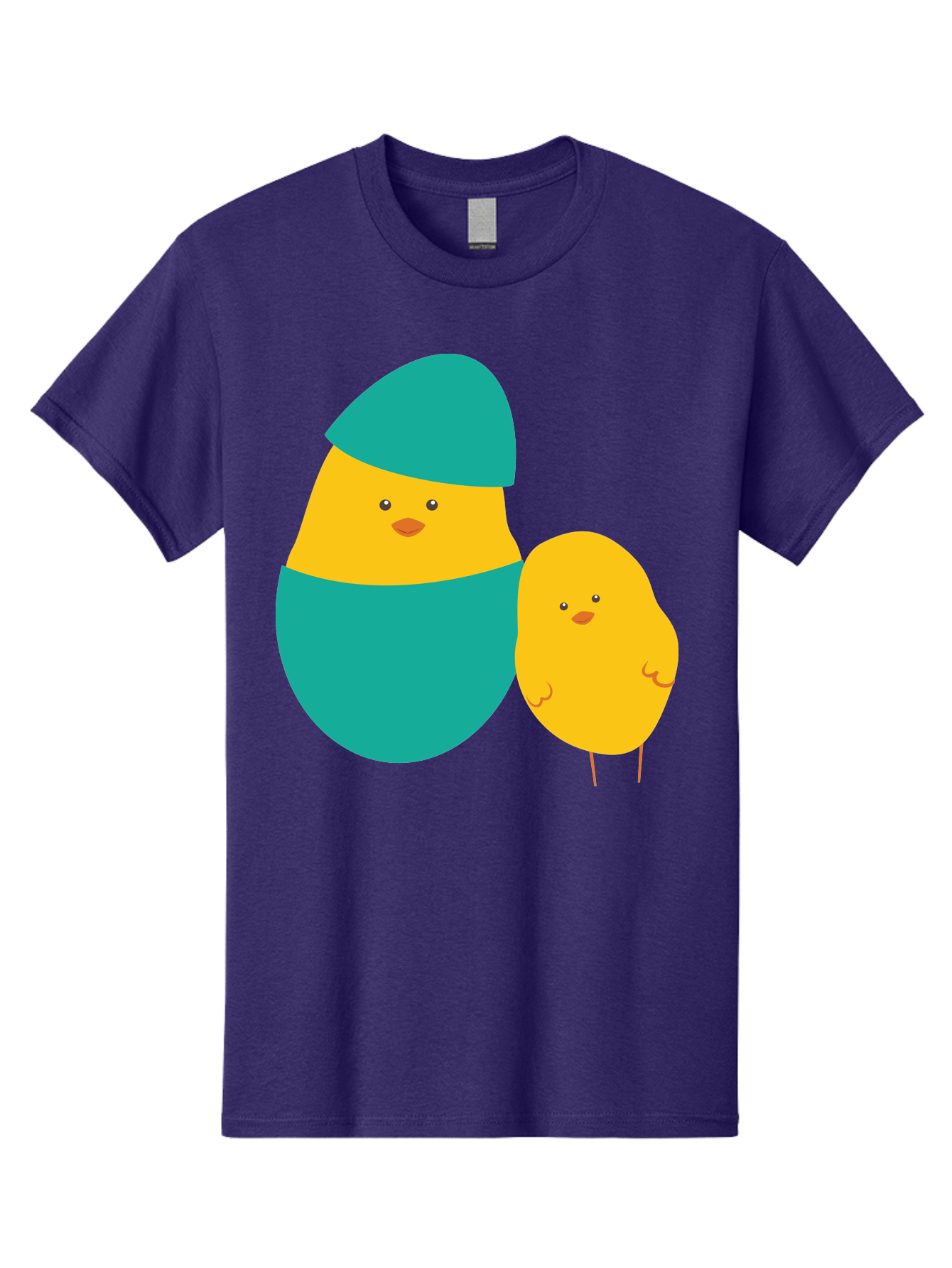 Easter-Chick-And-Hatching-Chick Men'S Graphic Tee, 100% Cotton, Comfortable Casual Summer Wear, Machine Washable, Hatching Chick, Yellow Chick, Cartoon Character, Teal Egg, Newborn Animal, Cute Illustration, Nursery Art, Easter Theme, Aac669