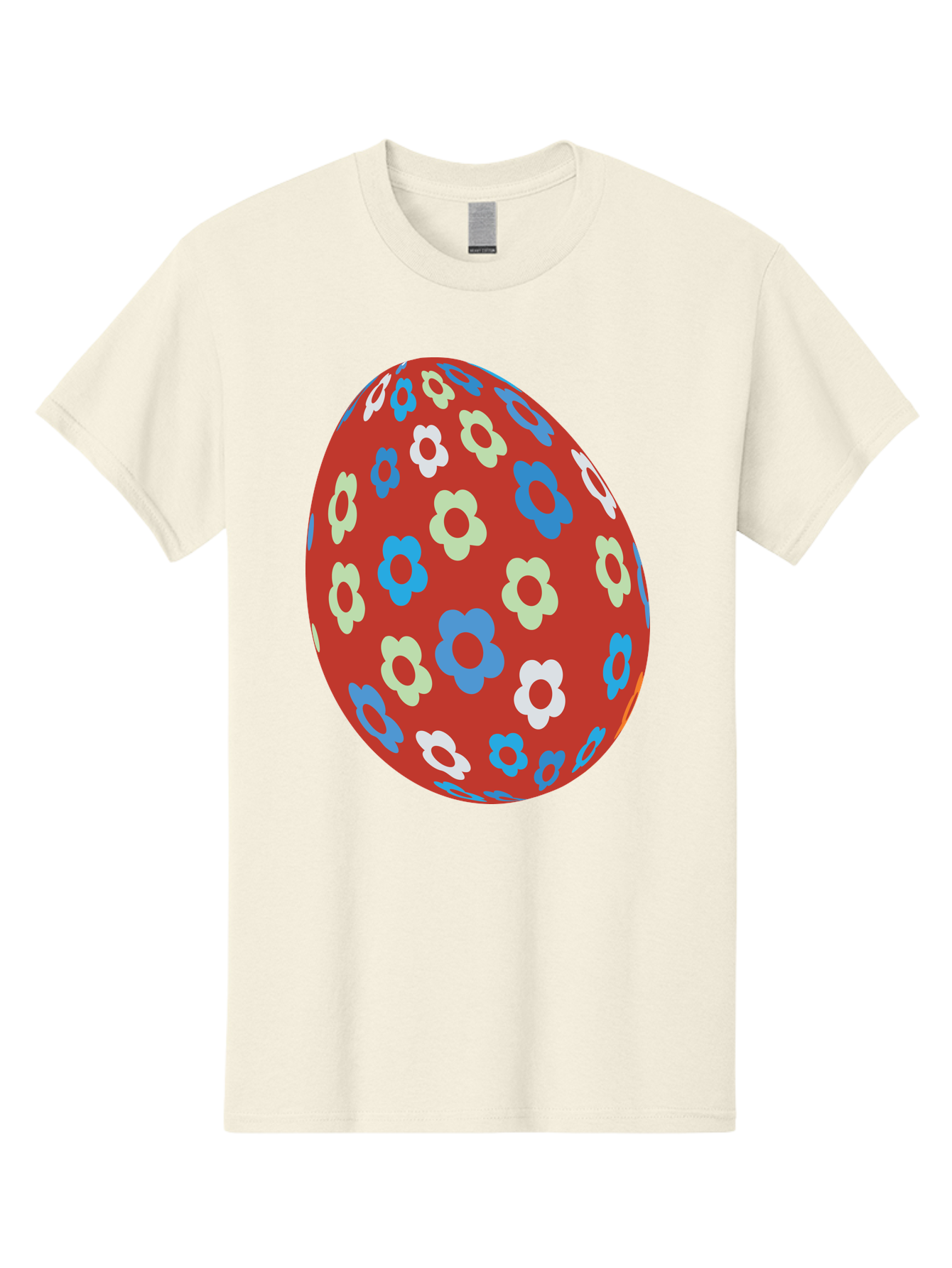 Easter-Egg-1 Men'S Graphic Tee, 100% Cotton, Comfortable Casual Summer Wear, Machine Washable, Easter Egg, Floral Pattern, Colorful Flowers, Red Egg, Blue Flowers, White Flowers, Green Flowers, Festive Design, Spring Theme, Decorated Egg, Aac671