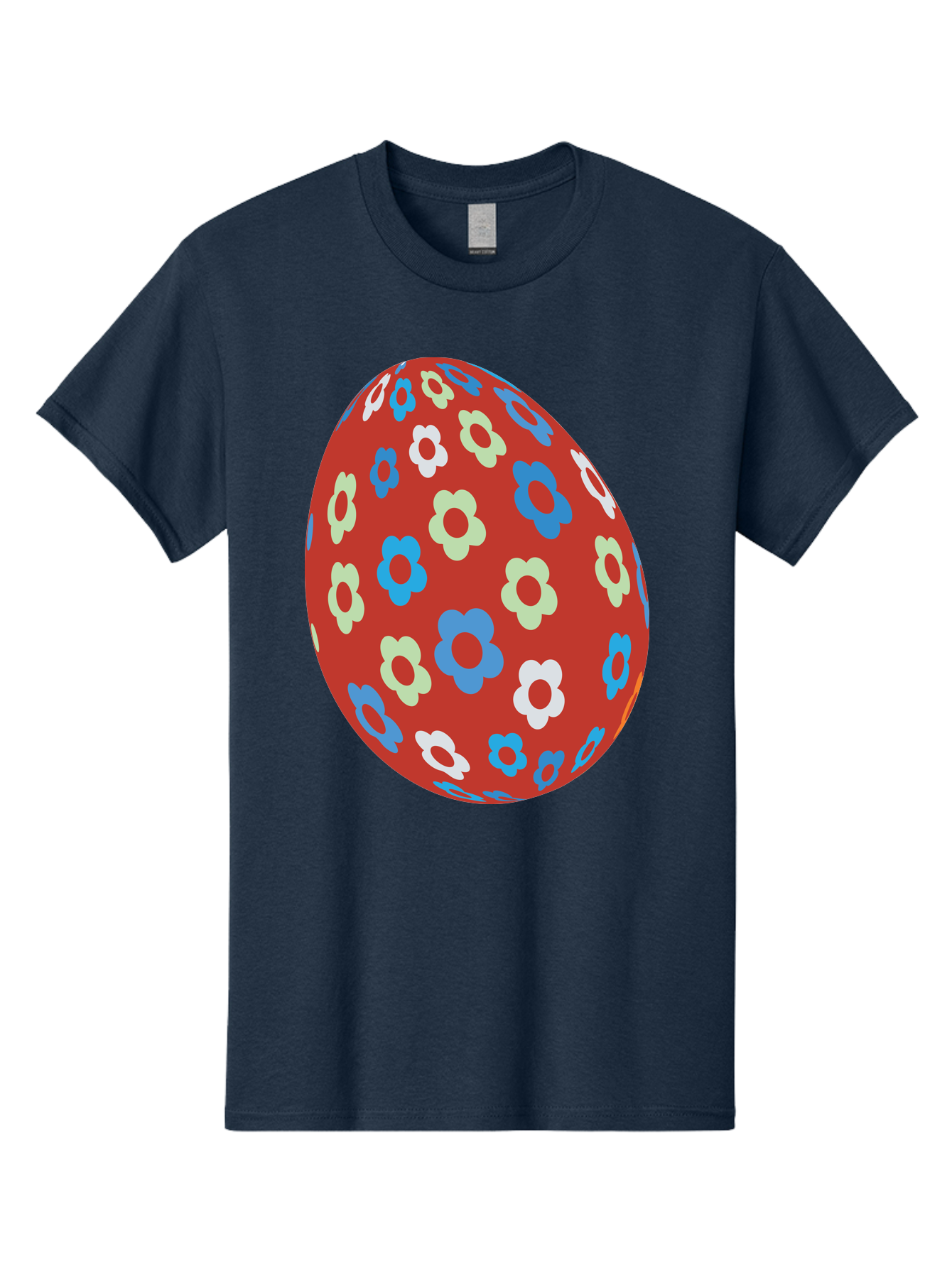 Easter-Egg-1 Men'S Graphic Tee, 100% Cotton, Comfortable Casual Summer Wear, Machine Washable, Easter Egg, Floral Pattern, Colorful Flowers, Red Egg, Blue Flowers, White Flowers, Green Flowers, Festive Design, Spring Theme, Decorated Egg, Aac671