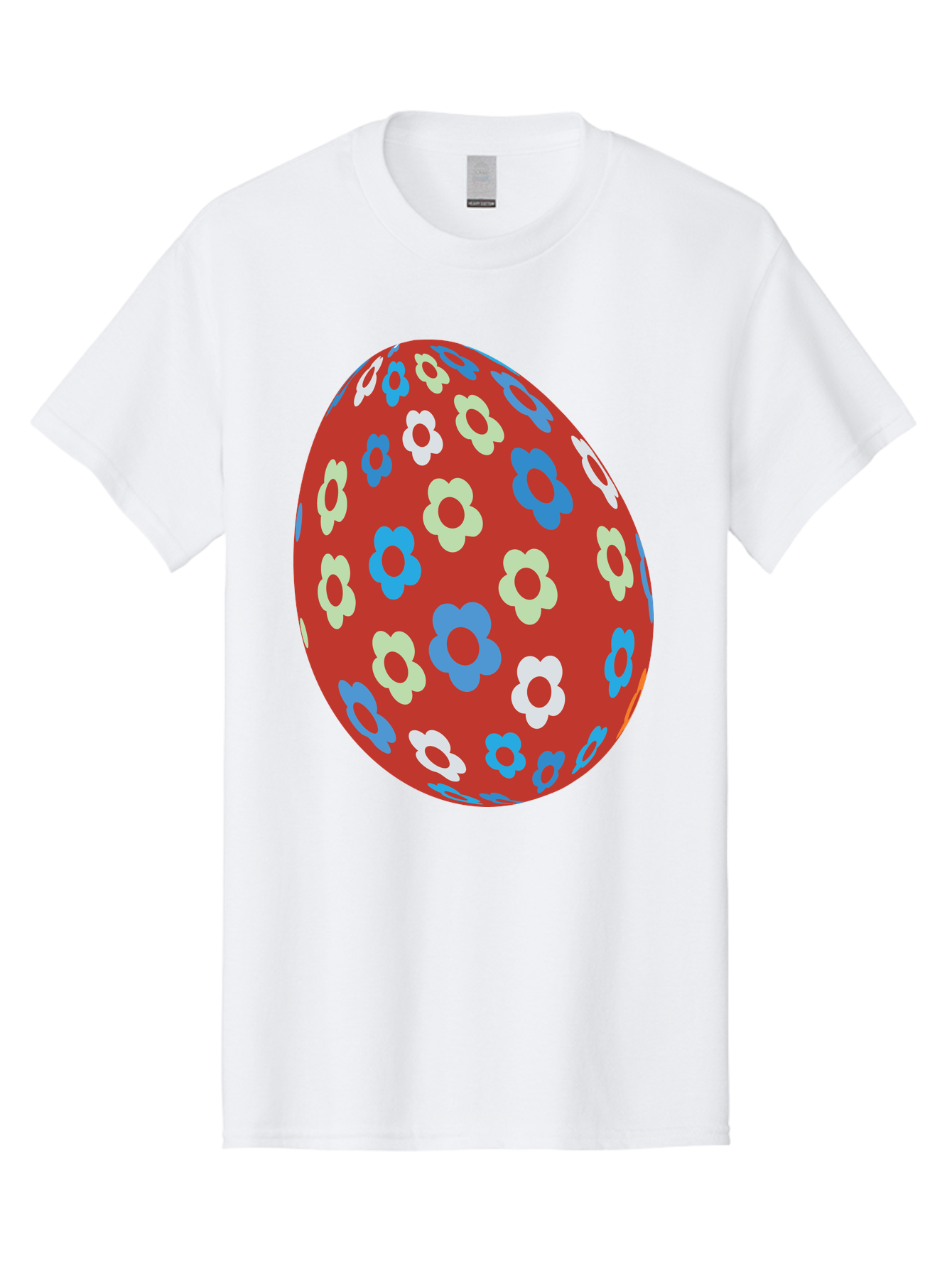 Easter-Egg-1 Men'S Graphic Tee, 100% Cotton, Comfortable Casual Summer Wear, Machine Washable, Easter Egg, Floral Pattern, Colorful Flowers, Red Egg, Blue Flowers, White Flowers, Green Flowers, Festive Design, Spring Theme, Decorated Egg, Aac671