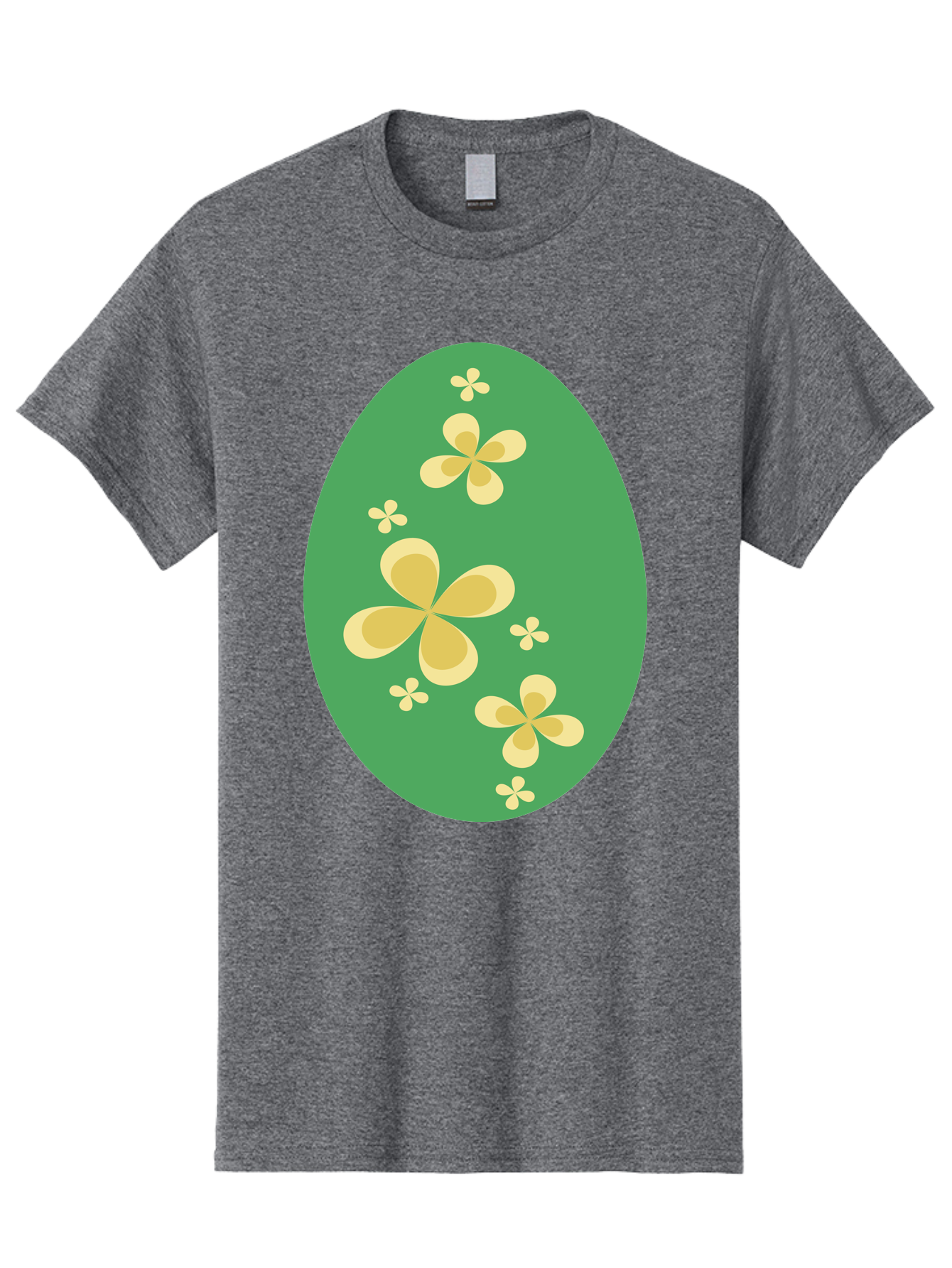 Easter-Egg-2 Men'S Graphic Tee, 100% Cotton, Comfortable Casual Summer Wear, Machine Washable, Easter Egg, Floral Pattern, Yellow Flowers, Oval Shape, Decorative Design, Spring Theme, Easter Decoration, Floral Motif, Pastel Colors Aac672