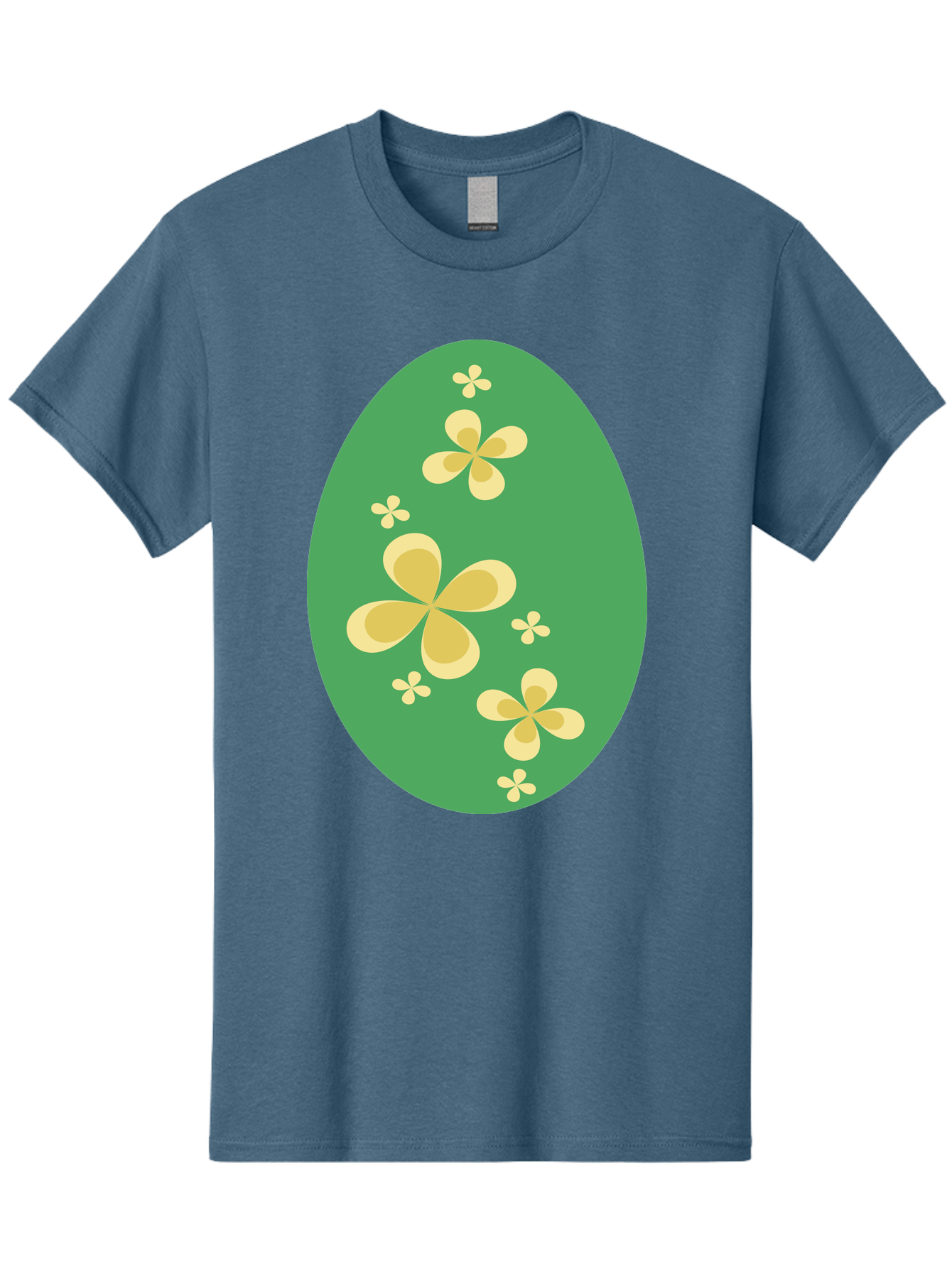 Easter-Egg-2 Men'S Graphic Tee, 100% Cotton, Comfortable Casual Summer Wear, Machine Washable, Easter Egg, Floral Pattern, Yellow Flowers, Oval Shape, Decorative Design, Spring Theme, Easter Decoration, Floral Motif, Pastel Colors Aac672