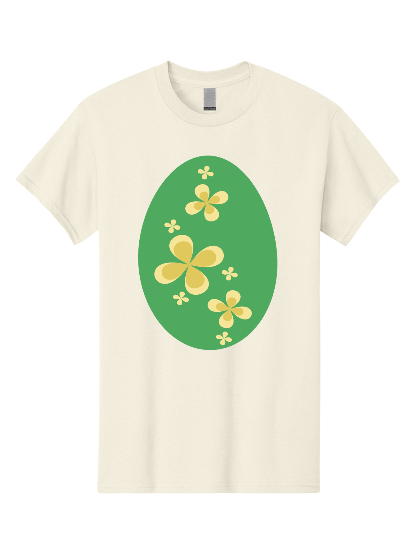 Easter-Egg-2 Men'S Graphic Tee, 100% Cotton, Comfortable Casual Summer Wear, Machine Washable, Easter Egg, Floral Pattern, Yellow Flowers, Oval Shape, Decorative Design, Spring Theme, Easter Decoration, Floral Motif, Pastel Colors Aac672