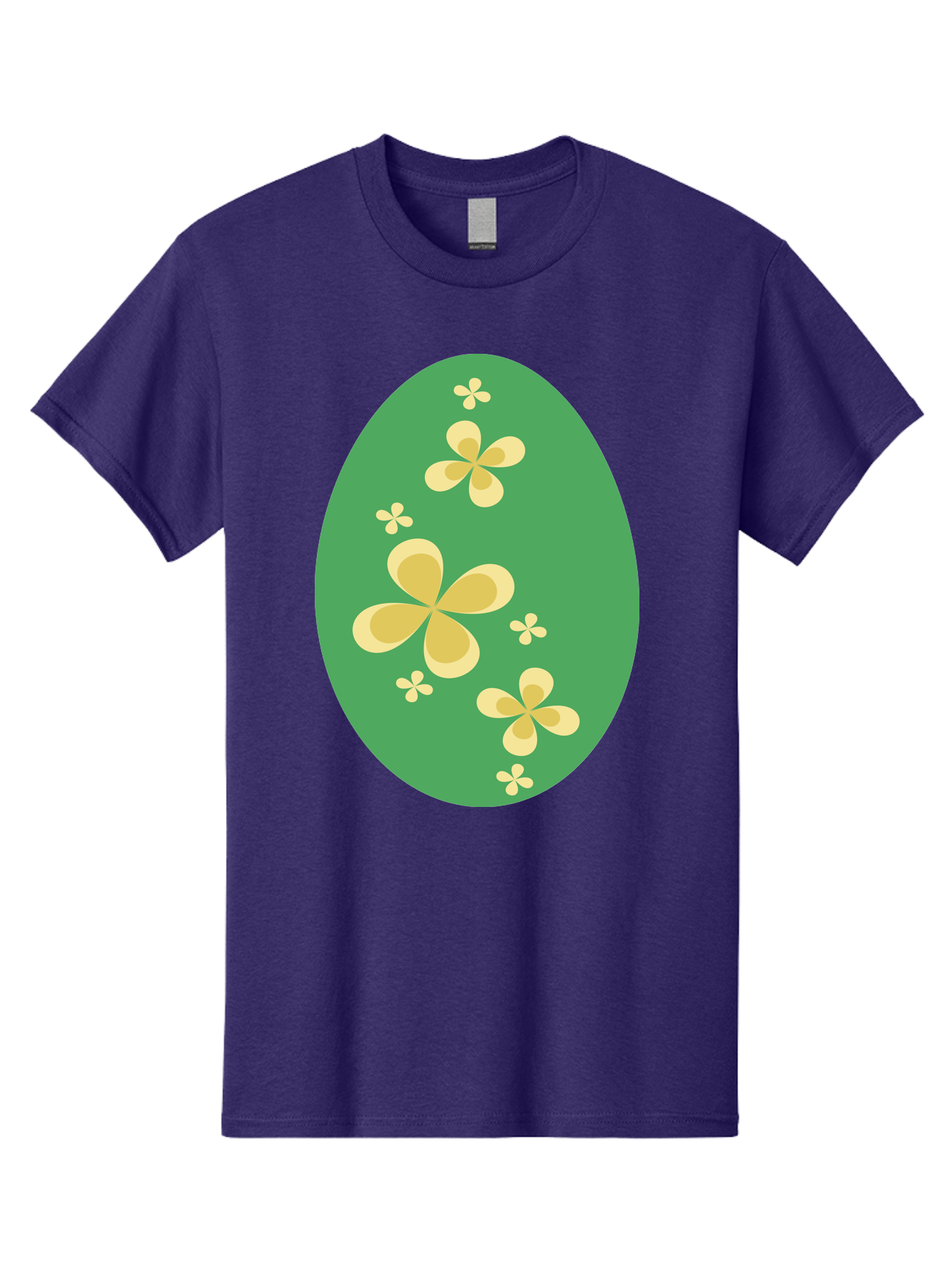 Easter-Egg-2 Men'S Graphic Tee, 100% Cotton, Comfortable Casual Summer Wear, Machine Washable, Easter Egg, Floral Pattern, Yellow Flowers, Oval Shape, Decorative Design, Spring Theme, Easter Decoration, Floral Motif, Pastel Colors Aac672