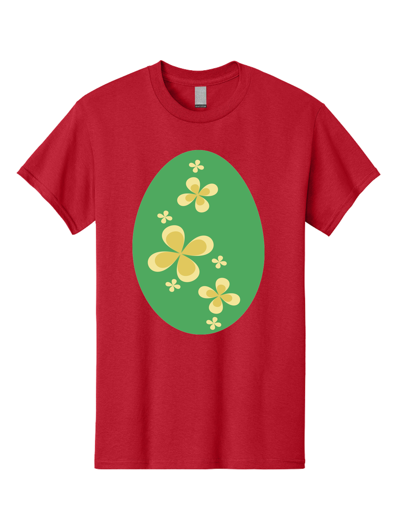 Easter-Egg-2 Men'S Graphic Tee, 100% Cotton, Comfortable Casual Summer Wear, Machine Washable, Easter Egg, Floral Pattern, Yellow Flowers, Oval Shape, Decorative Design, Spring Theme, Easter Decoration, Floral Motif, Pastel Colors Aac672