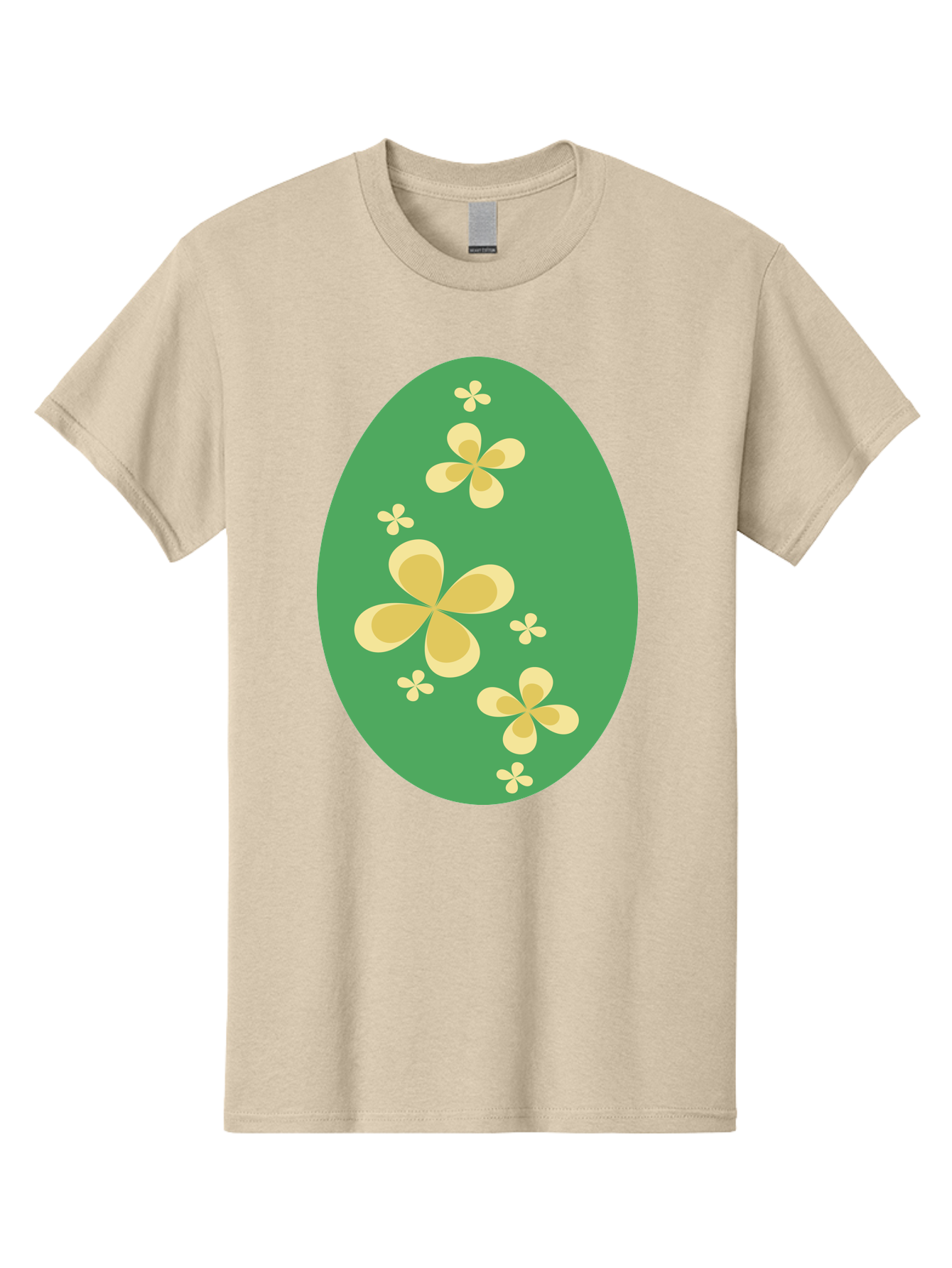 Easter-Egg-2 Men'S Graphic Tee, 100% Cotton, Comfortable Casual Summer Wear, Machine Washable, Easter Egg, Floral Pattern, Yellow Flowers, Oval Shape, Decorative Design, Spring Theme, Easter Decoration, Floral Motif, Pastel Colors Aac672